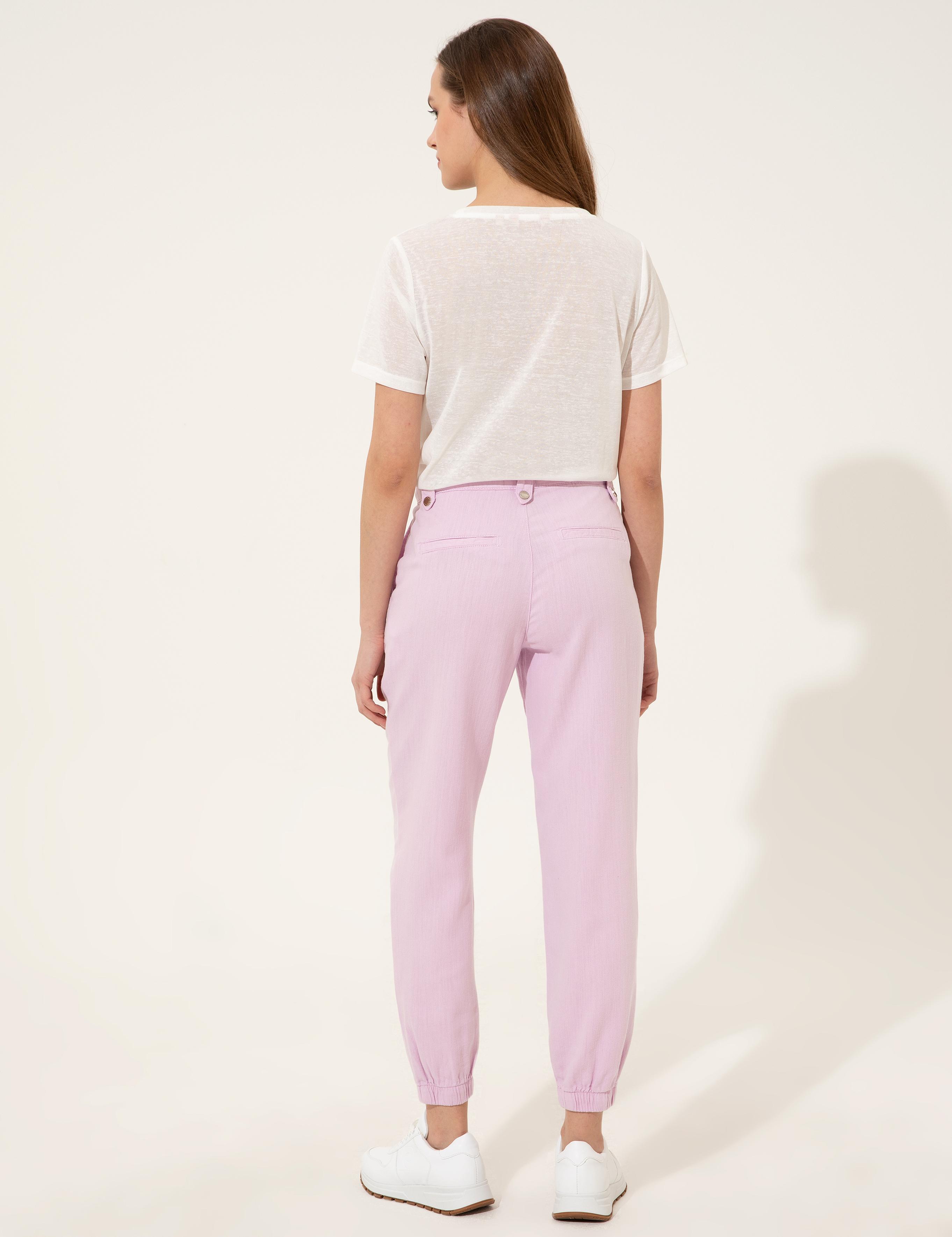 Lila Jogger Fit Kanvas Pantolon