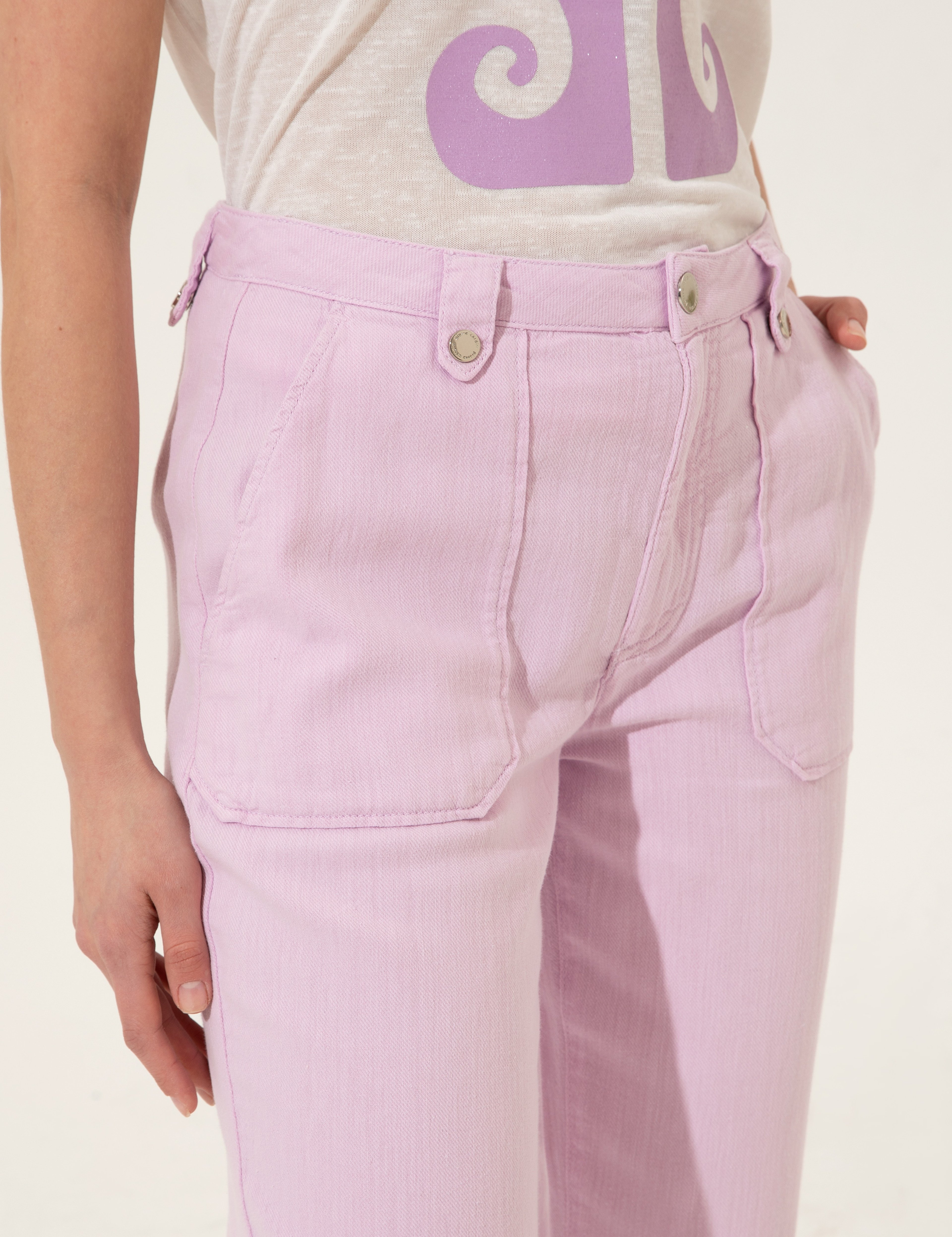 Lila Jogger Fit Kanvas Pantolon - Image 5