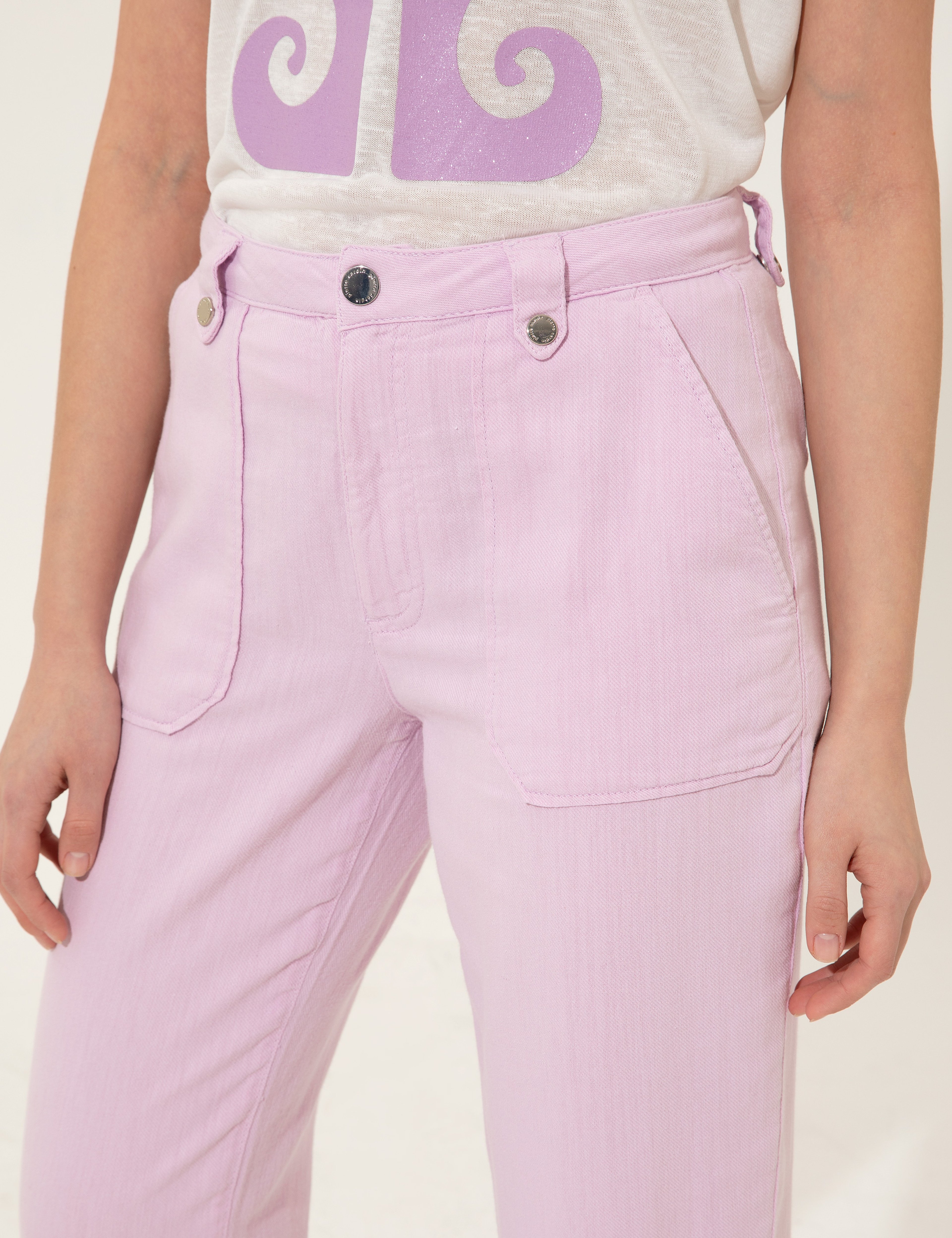 Lila Jogger Fit Kanvas Pantolon - Image 6