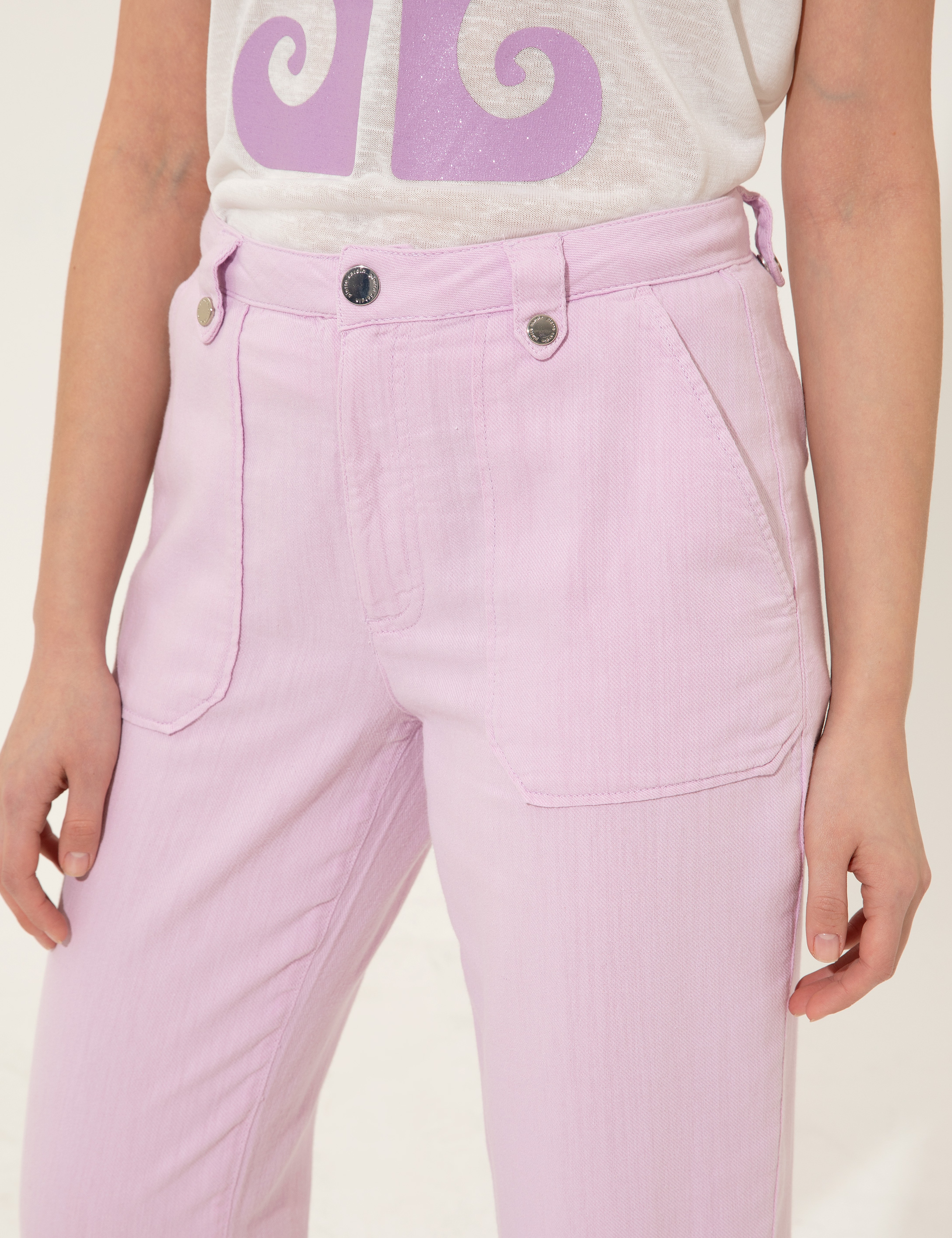 Lila Jogger Fit Kanvas Pantolon