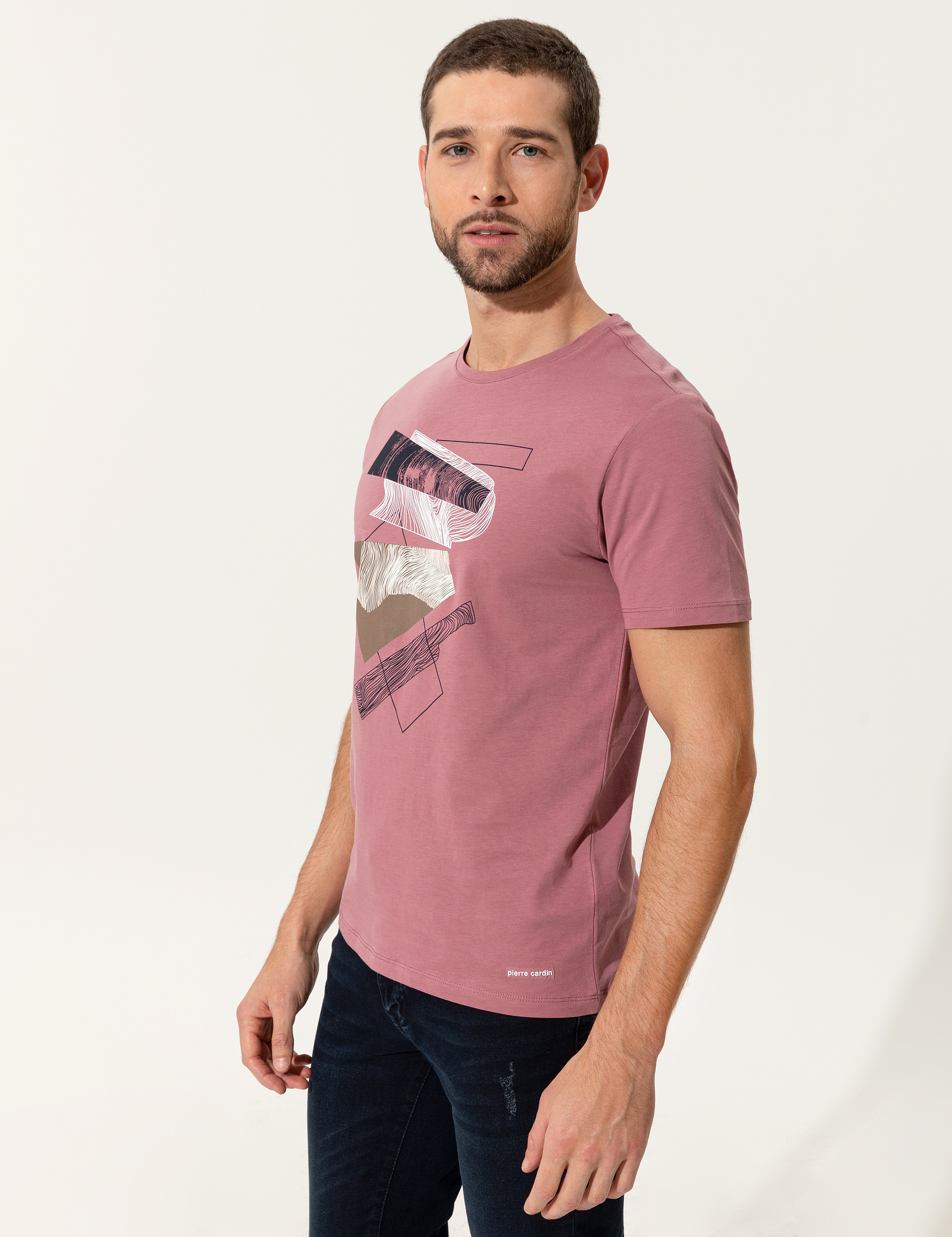Gül Kurusu Slim Fit Bisiklet Yaka Tişört - Image 3