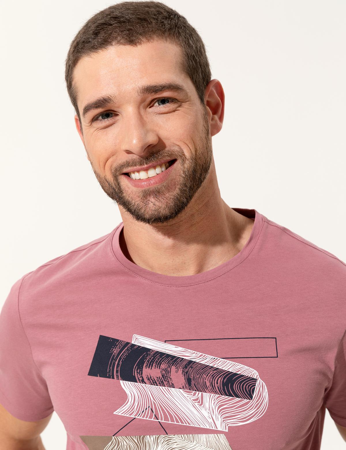 Gül Kurusu Slim Fit Bisiklet Yaka Tişört - 50249799025