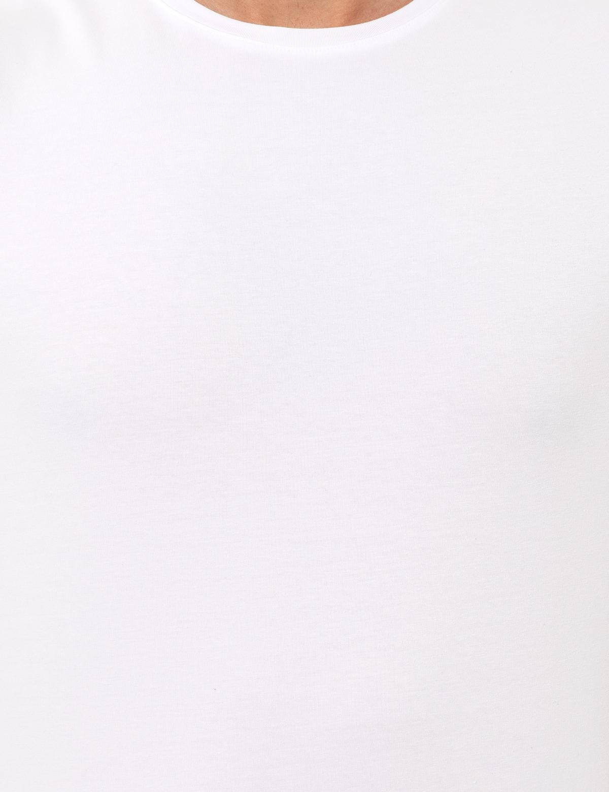 Beyaz Slim Fit Bisiklet Yaka Basic Tişört - 50251739002