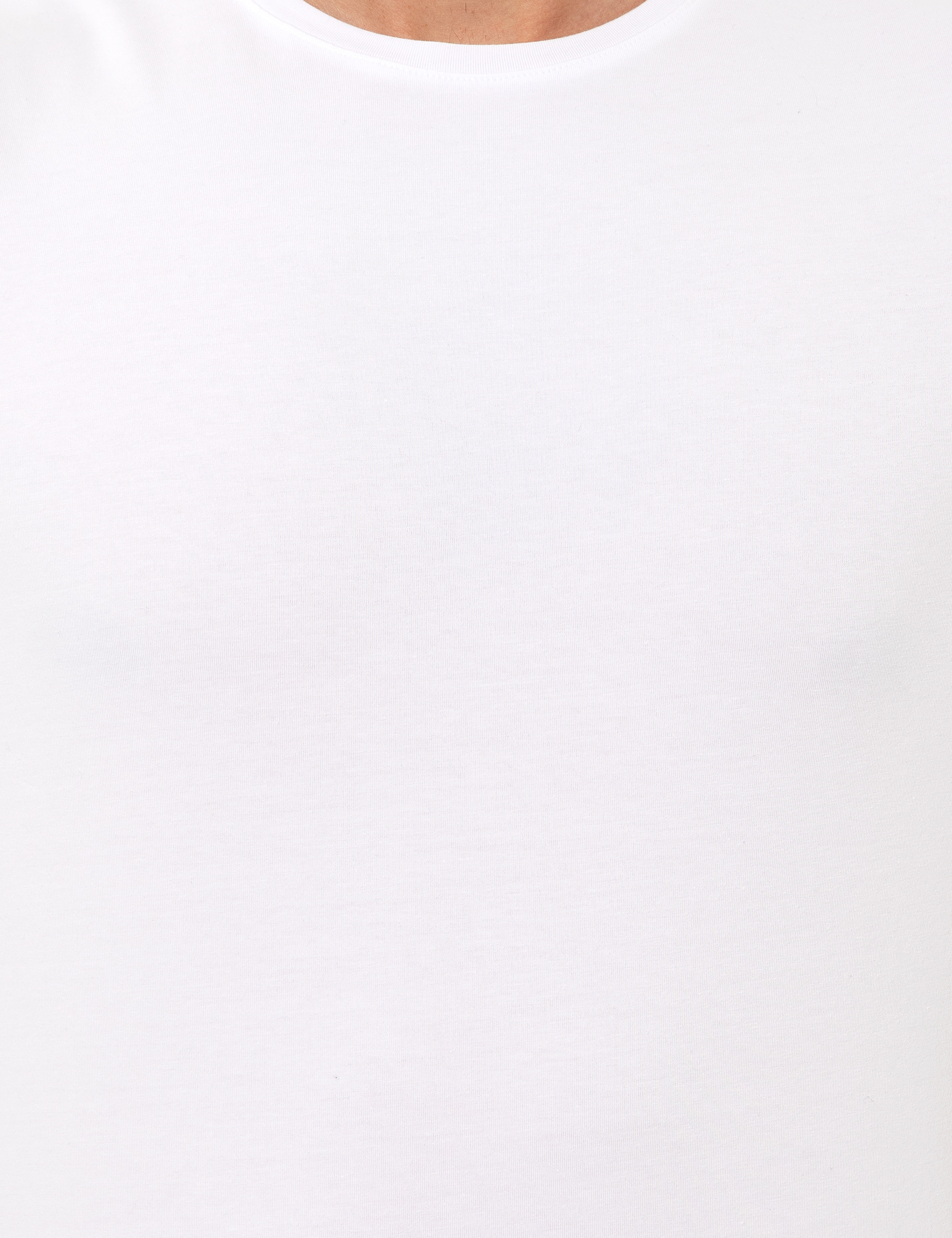 Beyaz Slim Fit Bisiklet Yaka Basic Tişört - Image 6