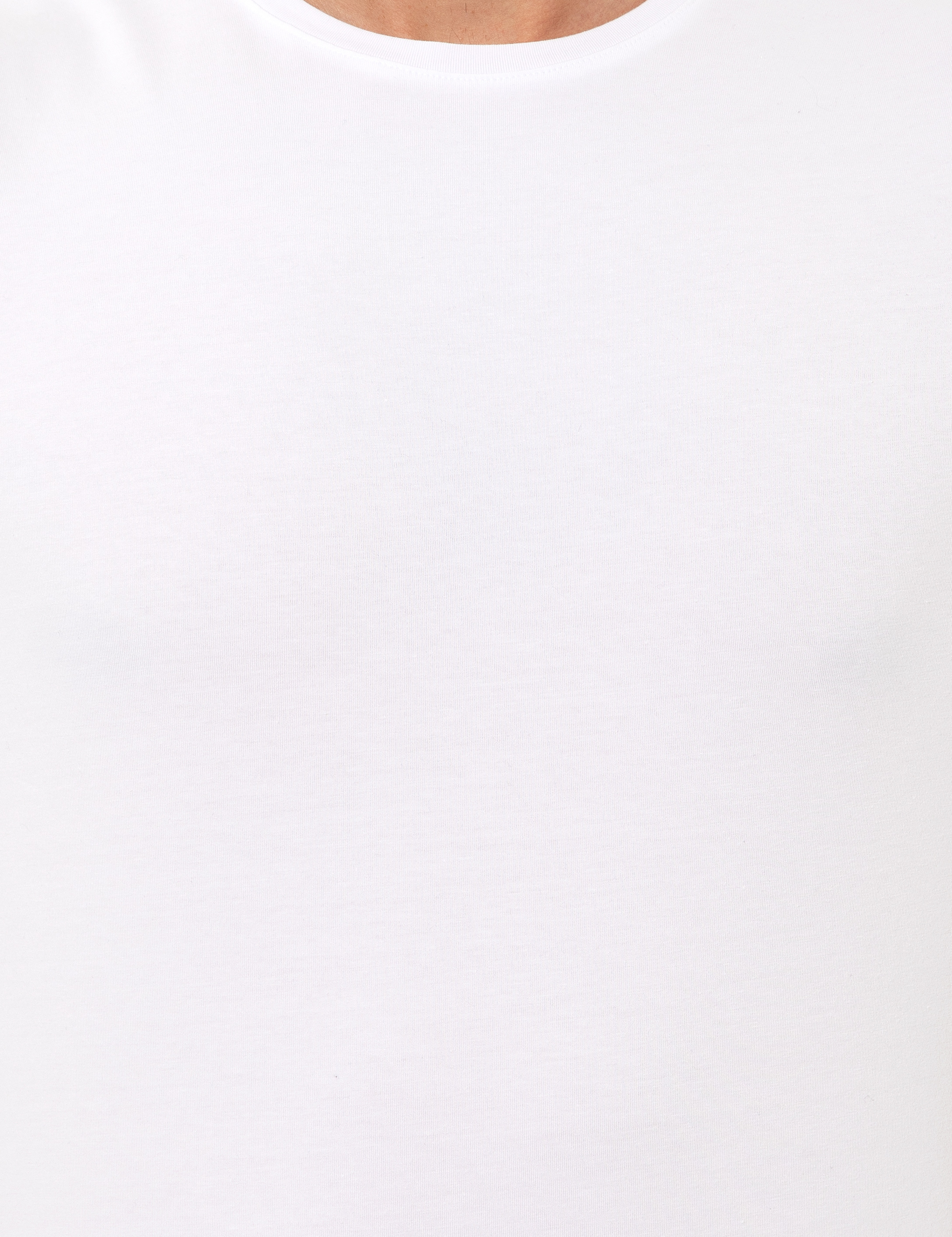 Beyaz Slim Fit Bisiklet Yaka Basic Tişört