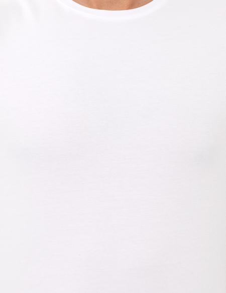 Beyaz Slim Fit Bisiklet Yaka Basic Tişört - 50251739002