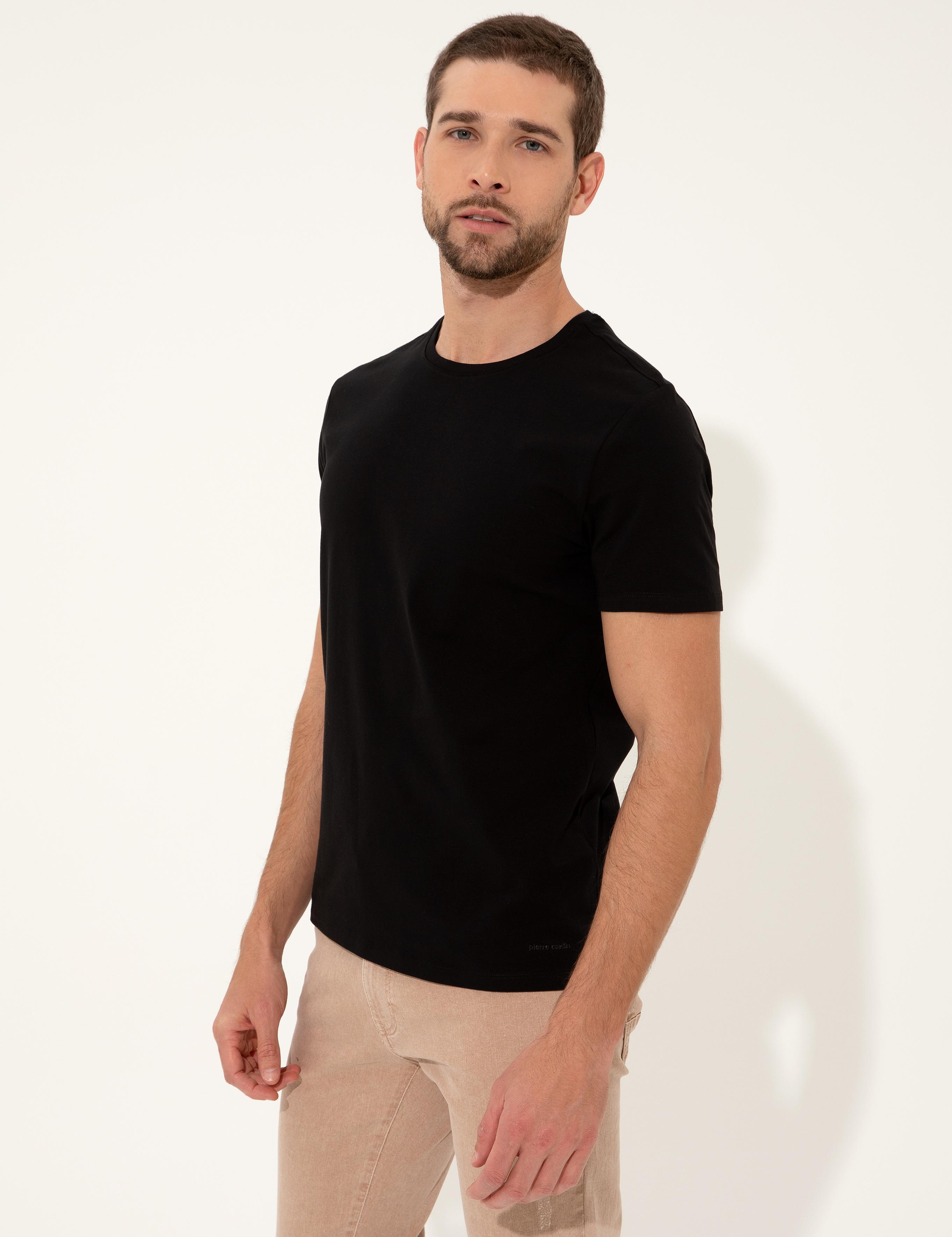 Siyah Slim Fit Bisiklet Yaka Basic Tişört