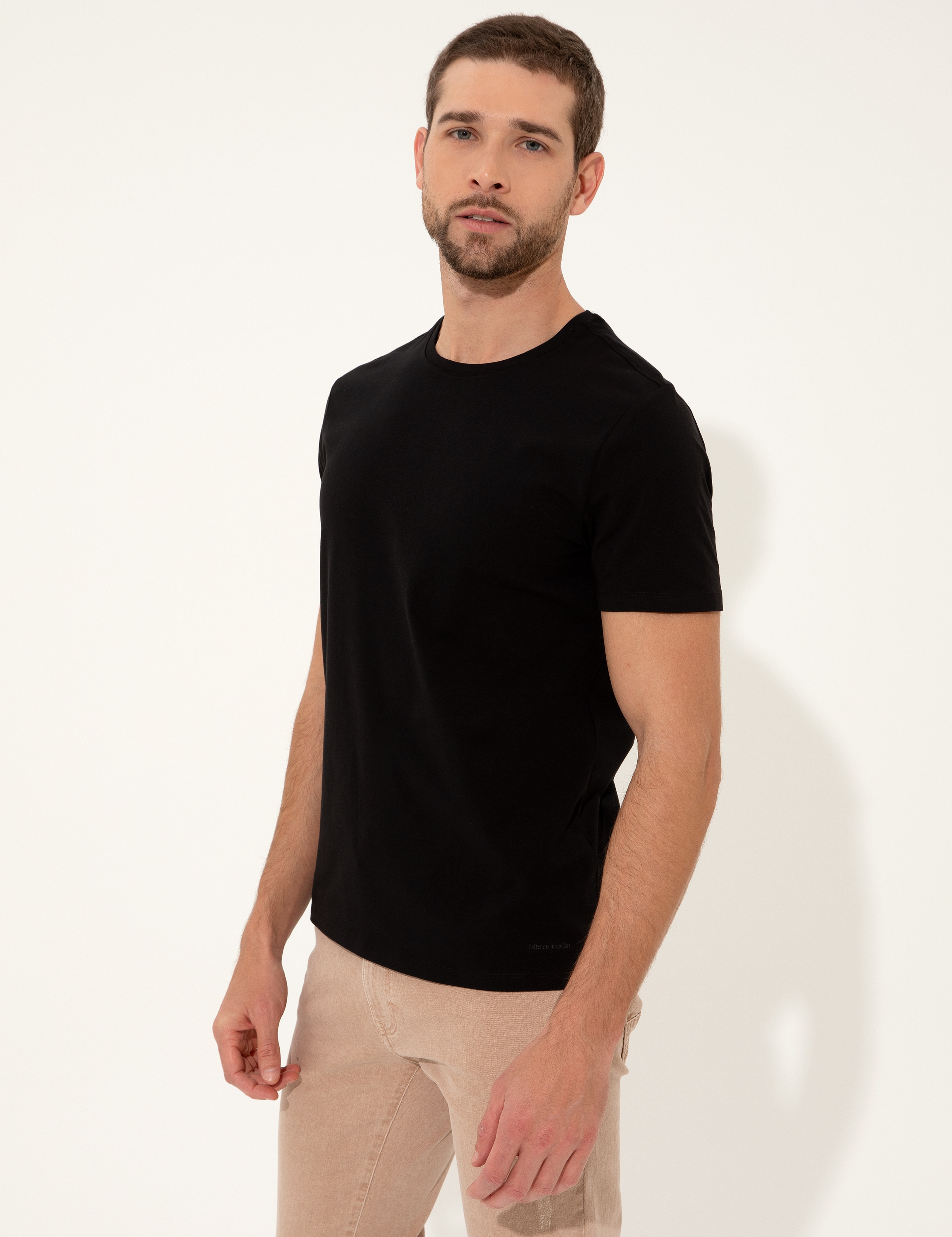 Siyah Slim Fit Bisiklet Yaka Basic Tişört - Image 4