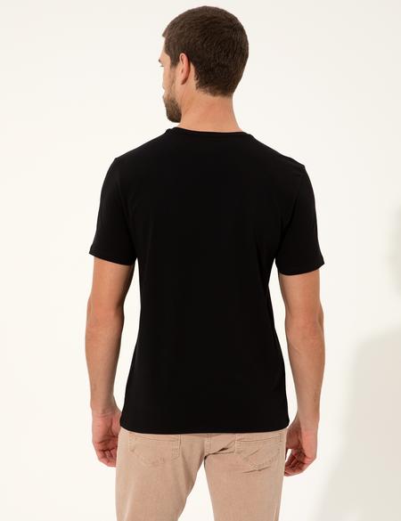 Siyah Slim Fit Bisiklet Yaka Basic Tişört - 50251739010