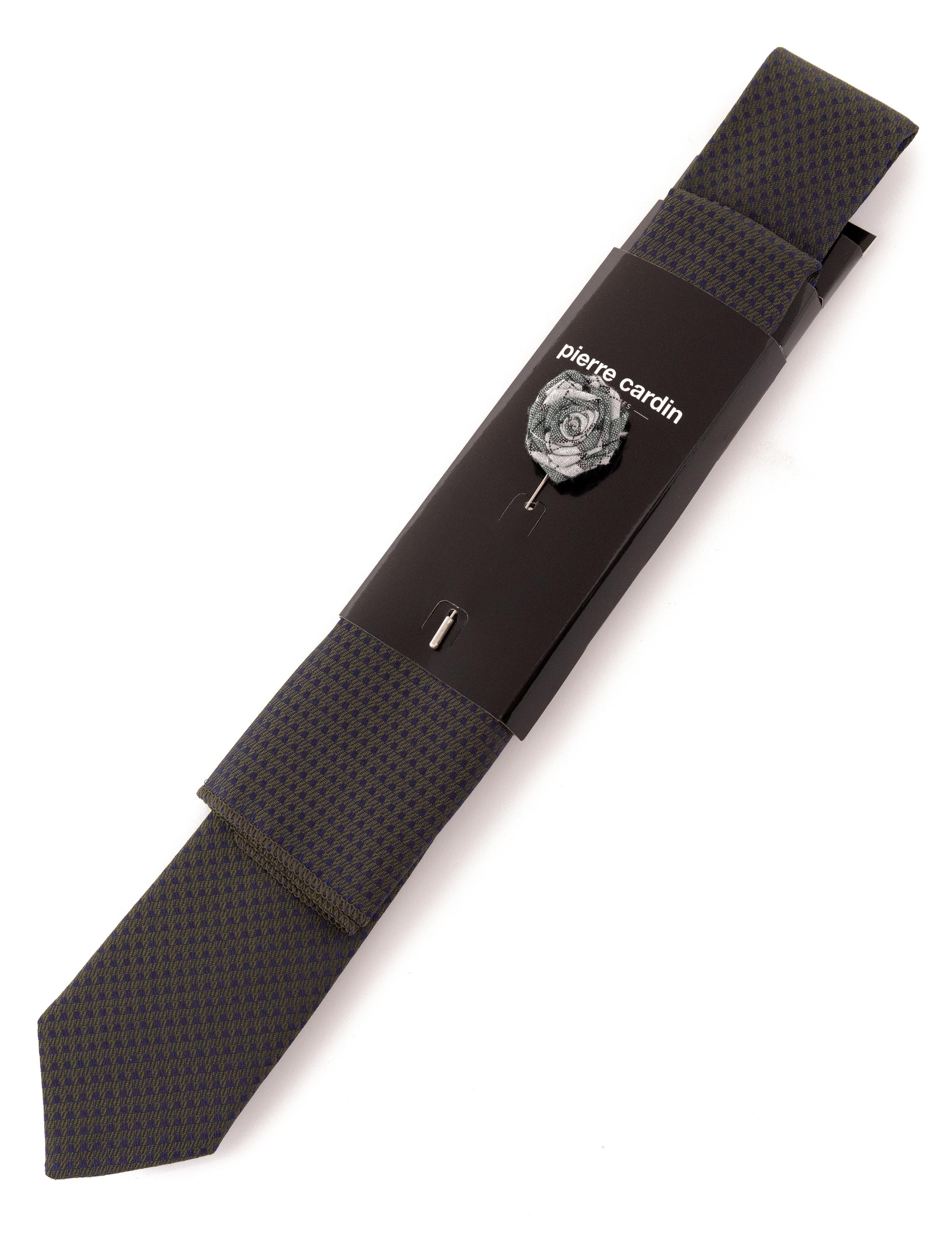 Yeşil 3'lü Kravat-Mendil-Kravat İğnesi Set