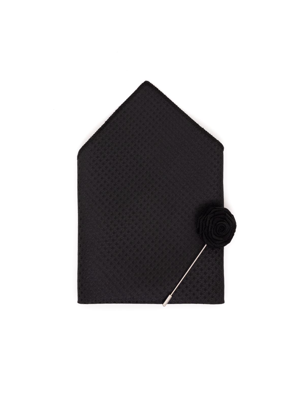 Siyah 3'lü Kravat Mendil Set - 50257213001