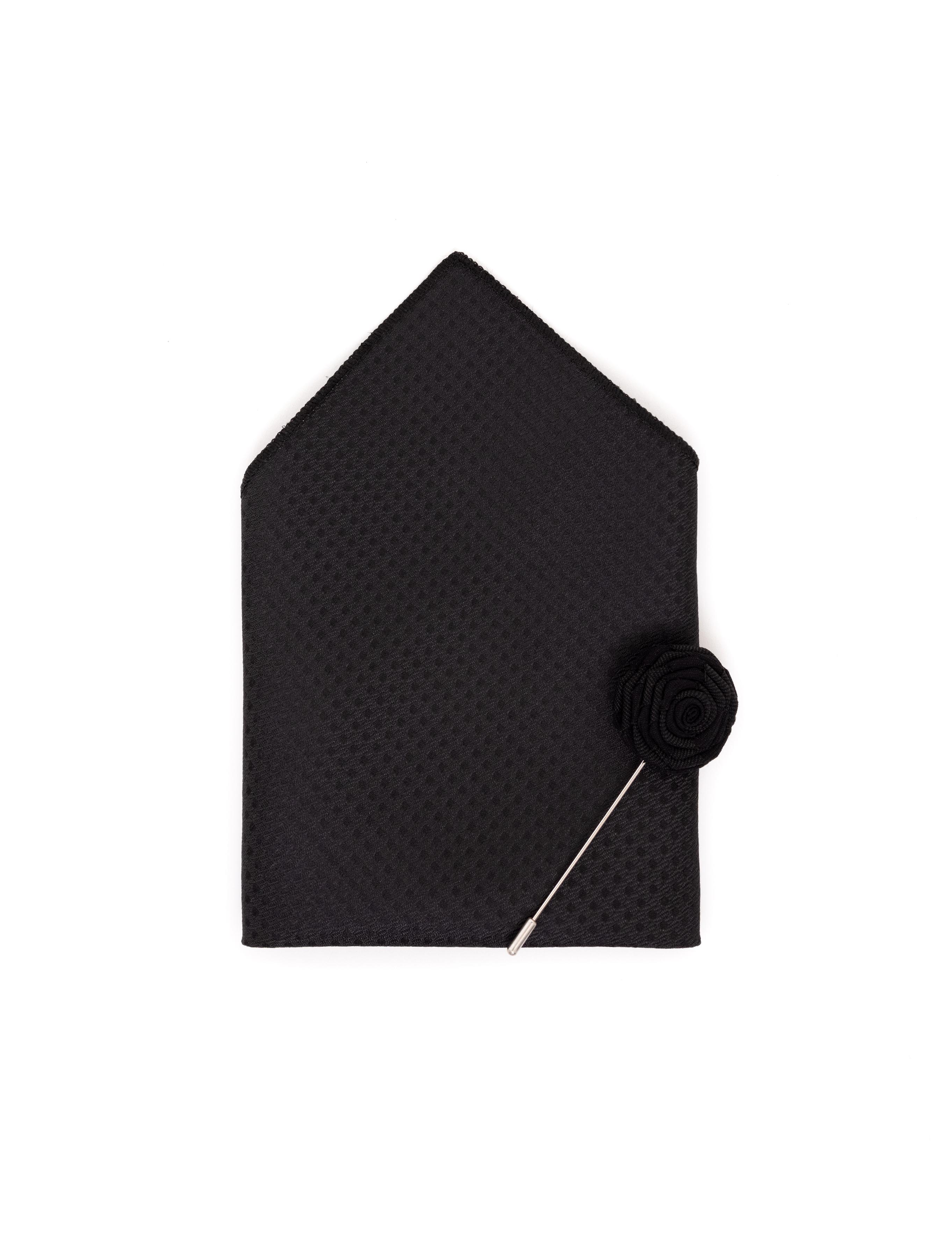 Siyah 3'lü Kravat Mendil Set