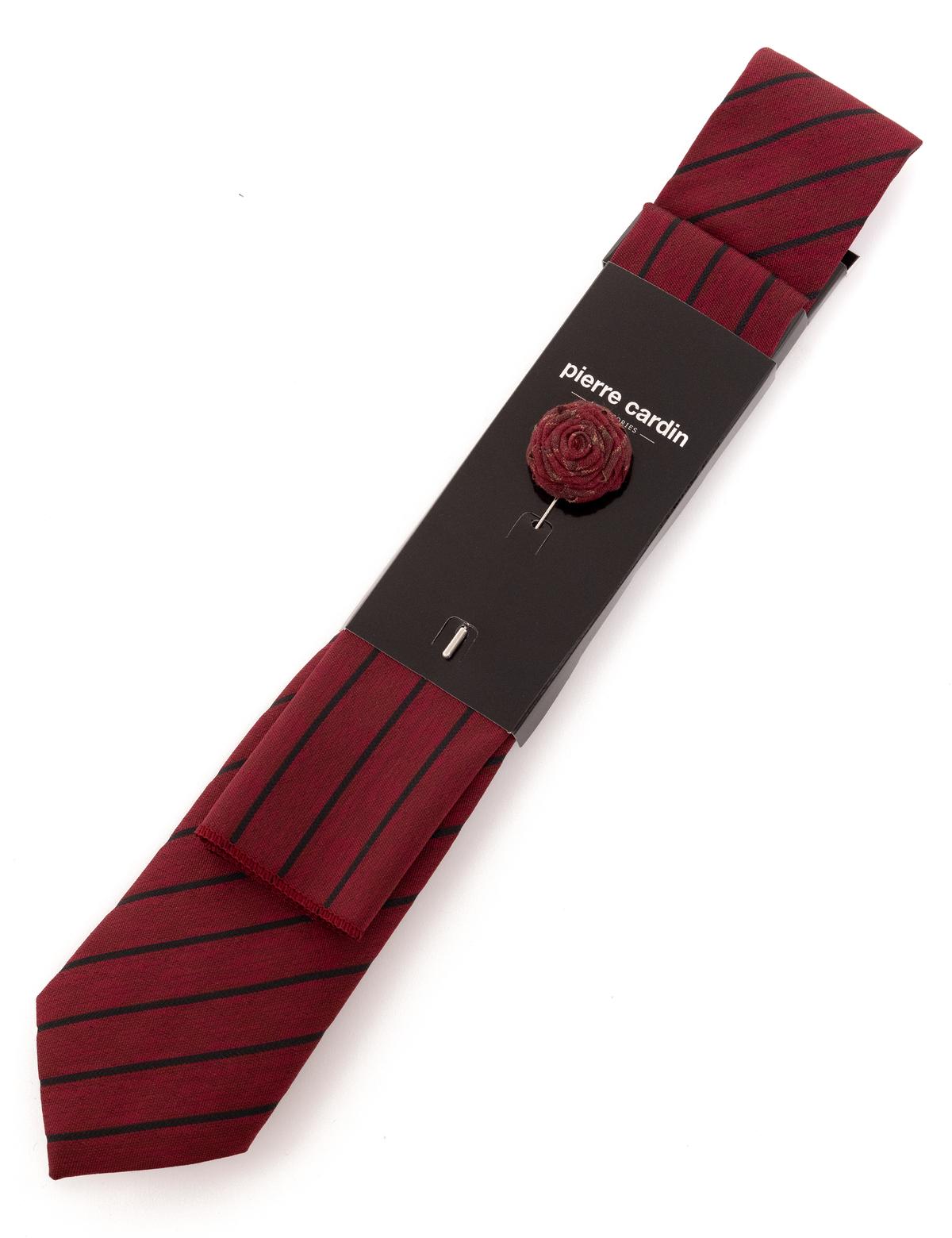 Bordo 3'lü Kravat-Mendil-Kravat İğnesi Set - 50257215002