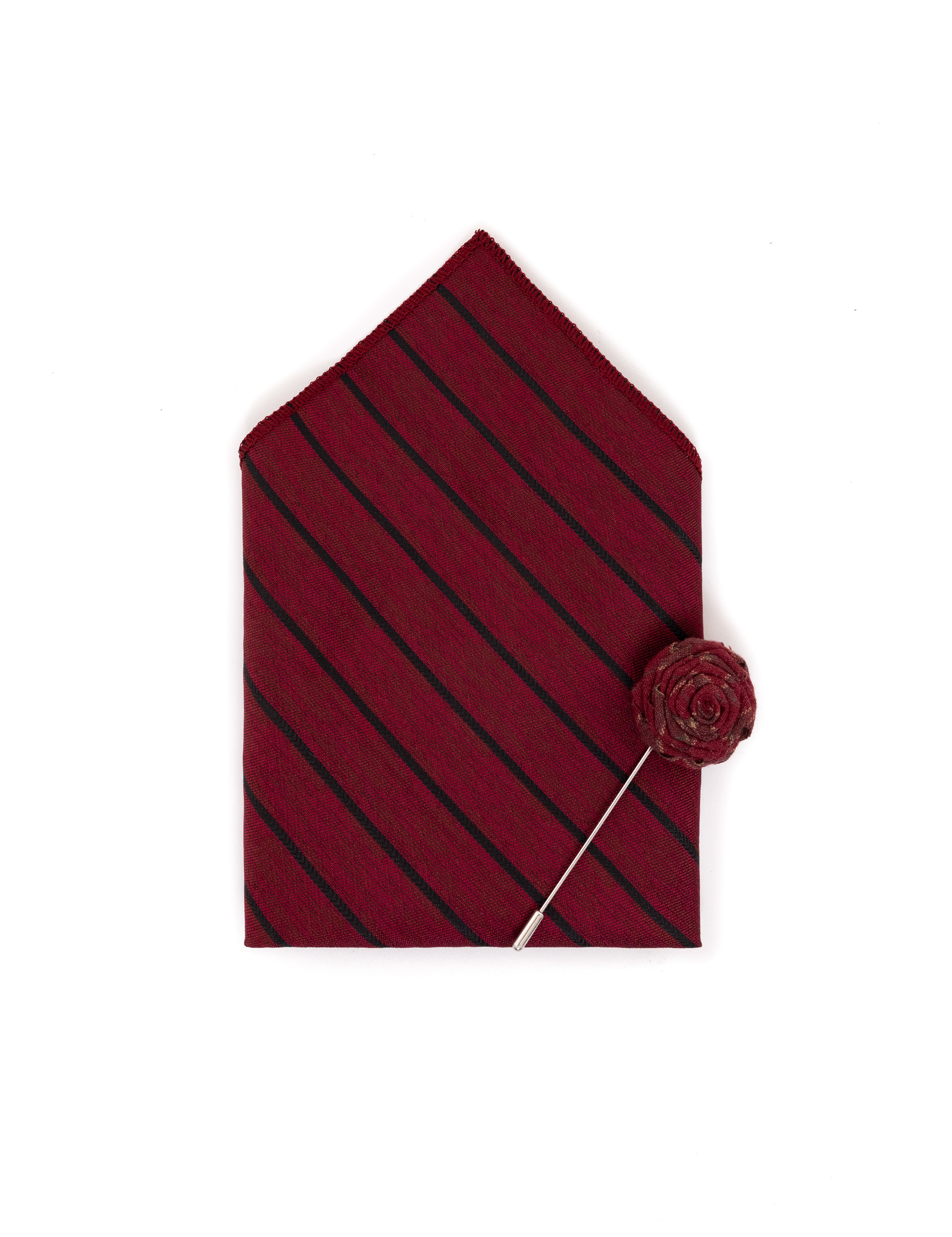 Bordo 3'lü Kravat-Mendil-Kravat İğnesi Set
