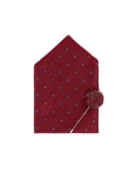 Bordo 3'lü Kravat Mendil Set - 50257211002