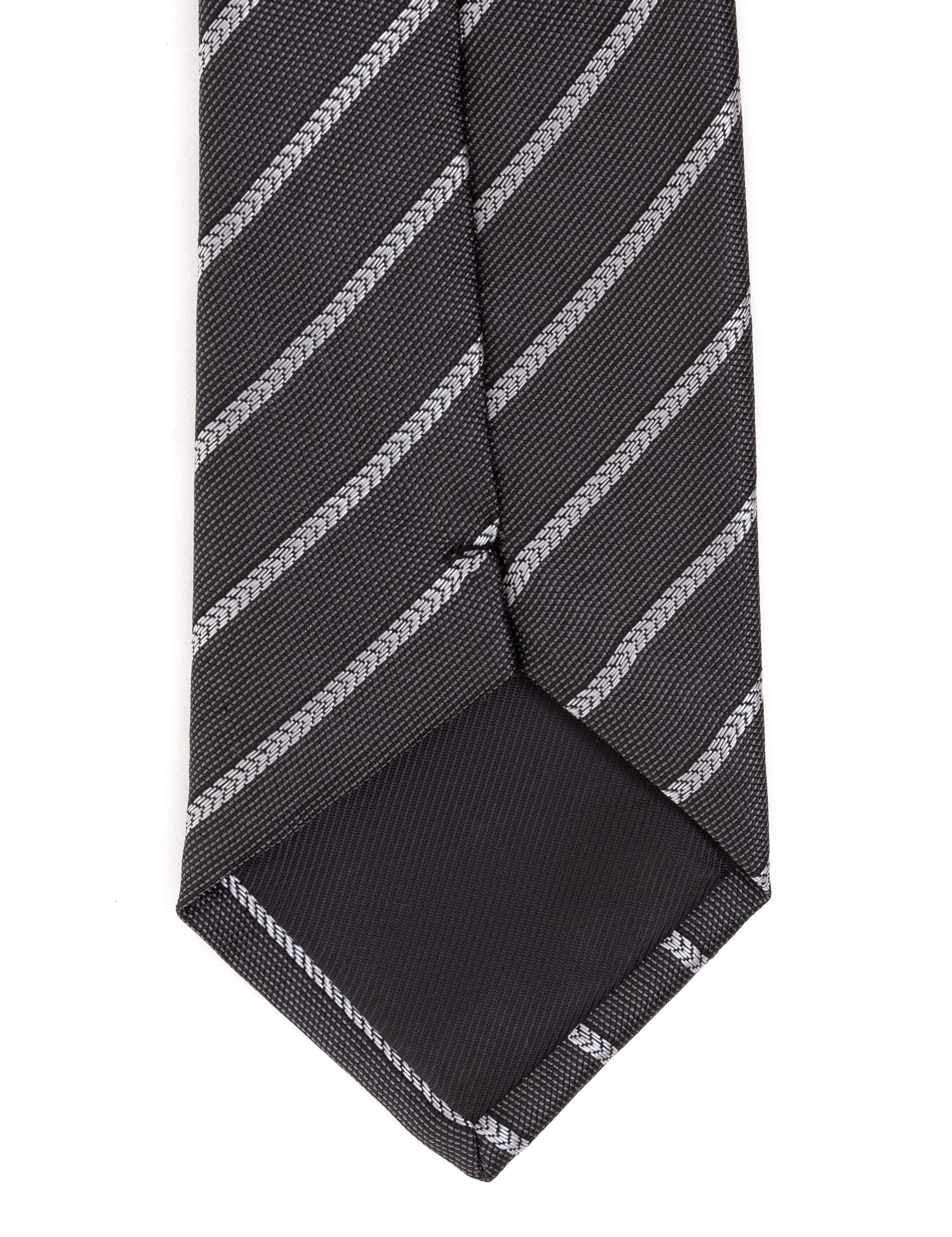 Siyah 3'lü Kravat-Mendil-Kravat İğnesi Set