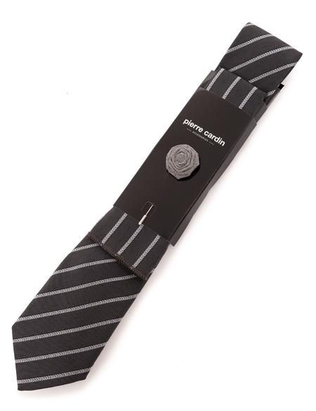 Siyah 3'lü Kravat-Mendil-Kravat İğnesi Set - 50257215003