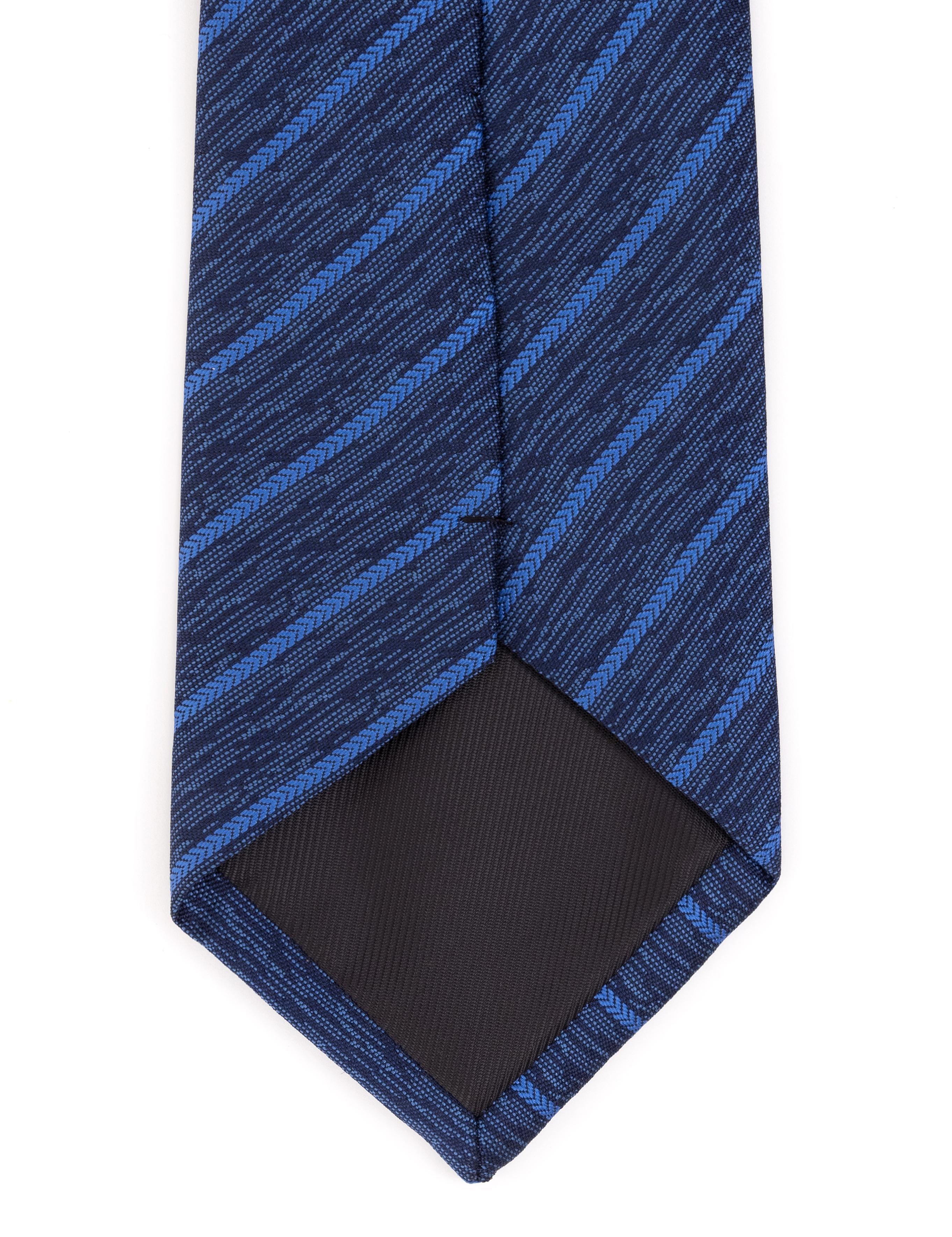 Lacivert 3'lü Kravat-Mendil-Kravat İğnesi Set