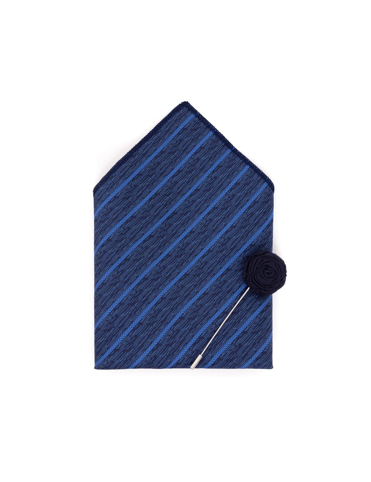 Lacivert 3'lü Kravat-Mendil-Kravat İğnesi Set - 50257215001