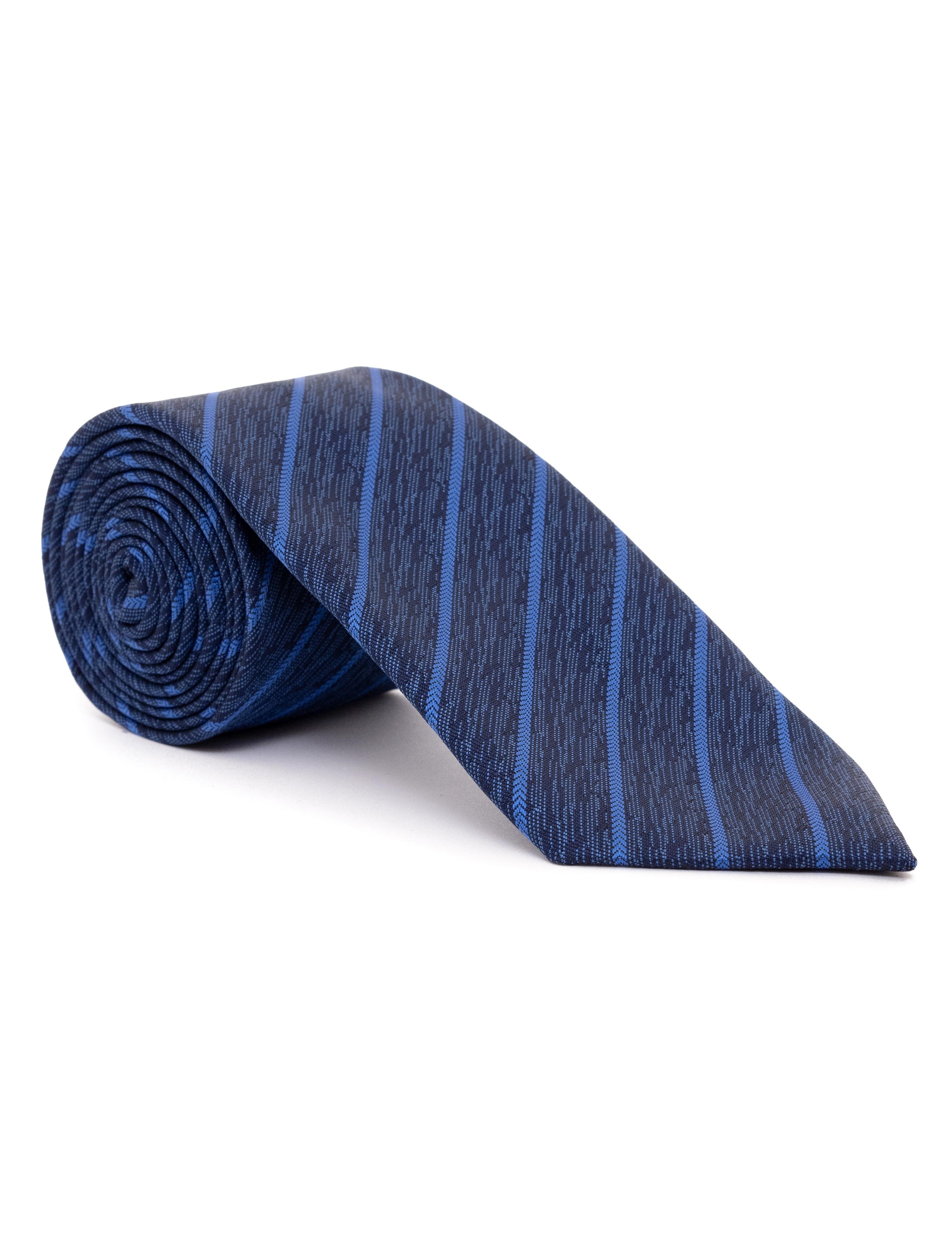 Lacivert 3'lü Kravat-Mendil-Kravat İğnesi Set