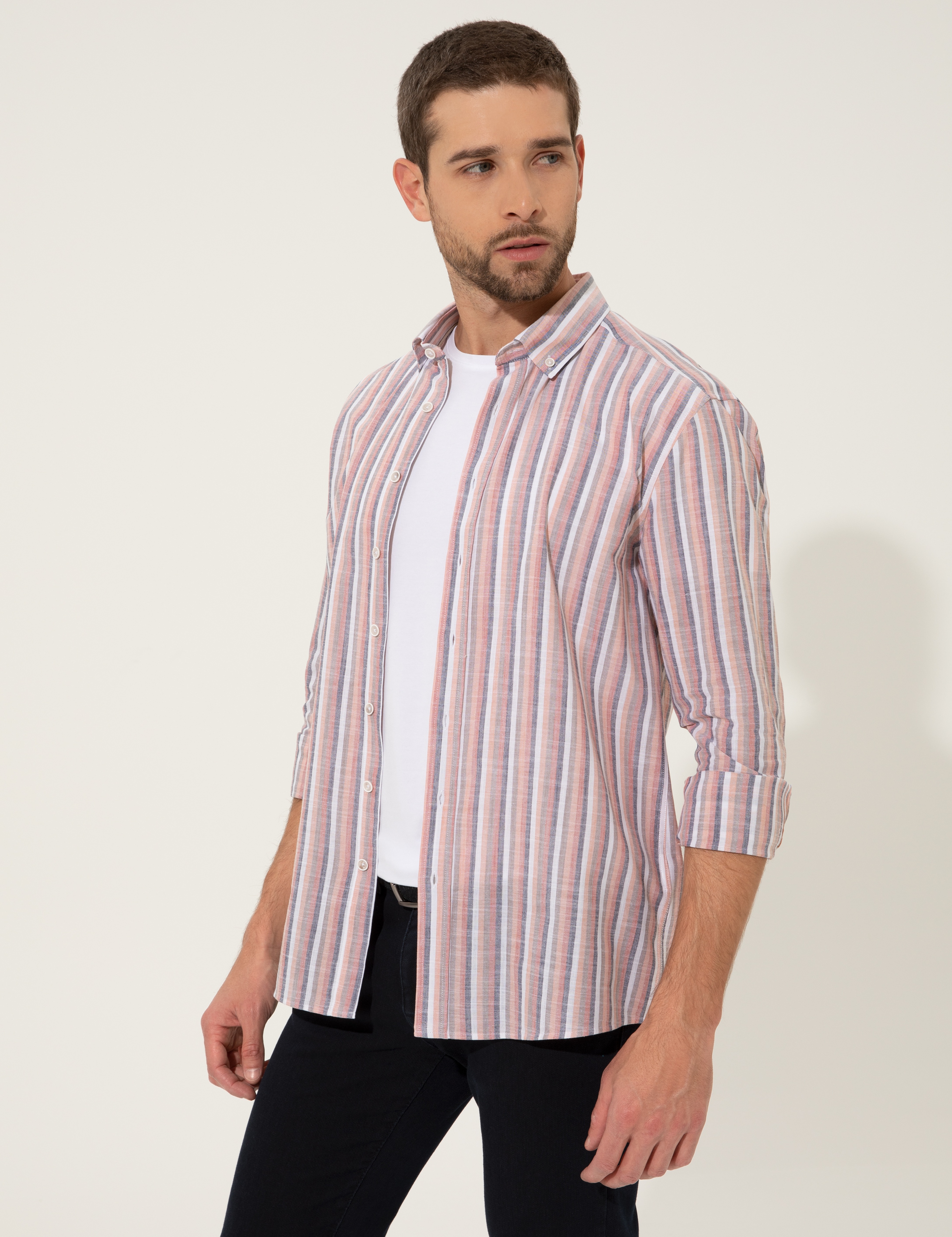 Gül Kurusu Slim Fit Uzun Kollu Gömlek - Image 3