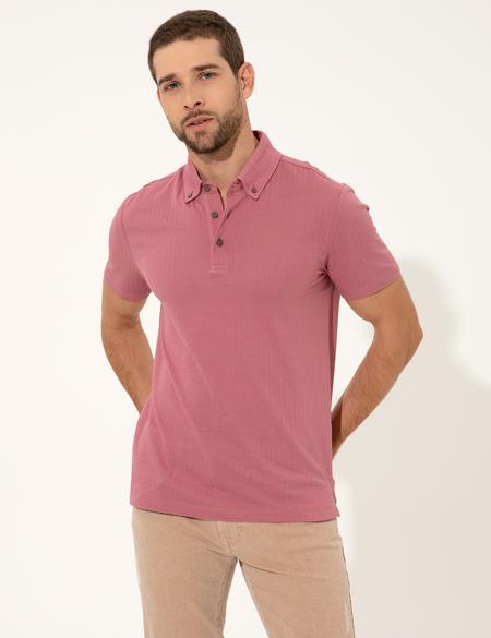 Gül Kurusu Slim Fit Polo Yaka Tişört - 50249870006