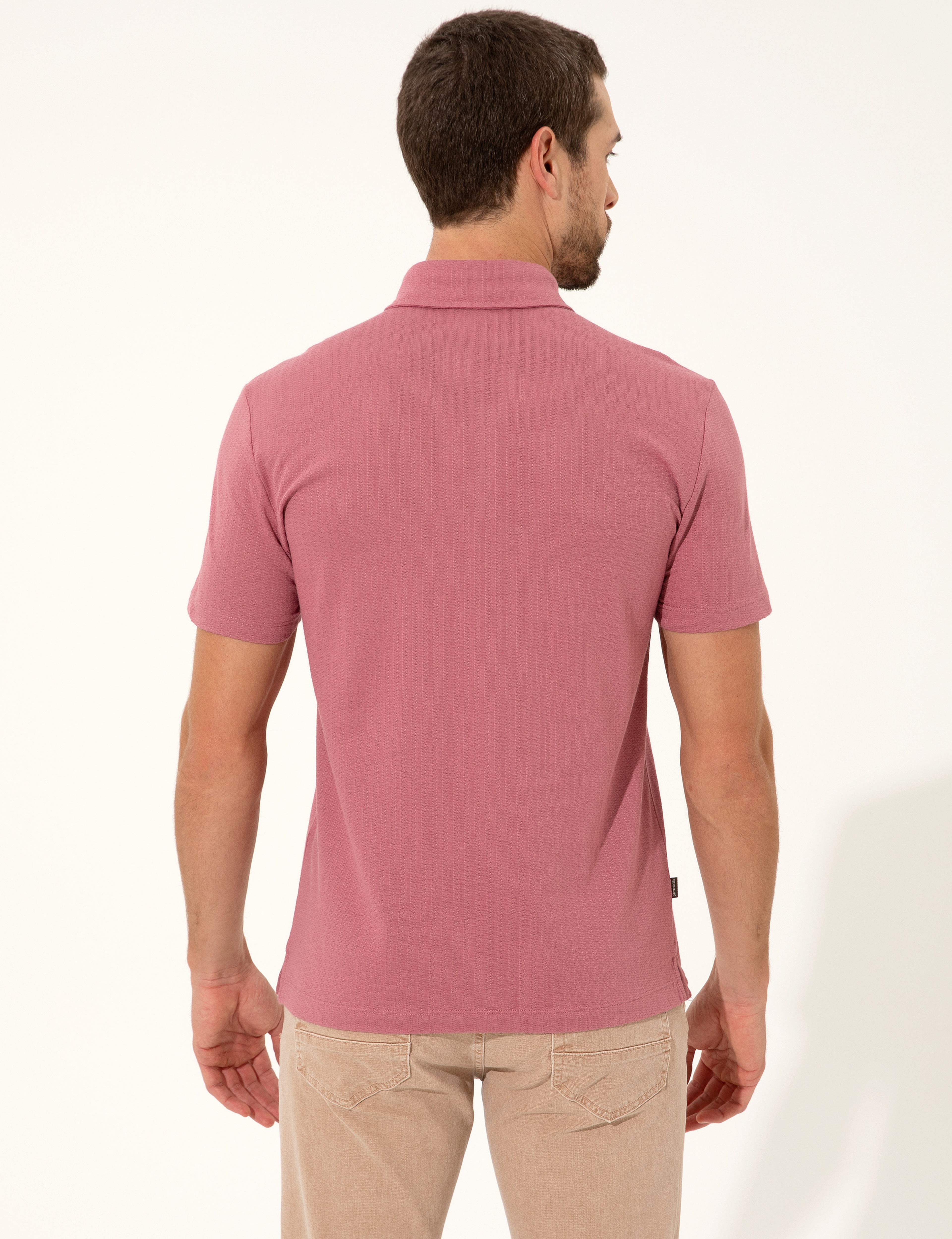 Gül Kurusu Slim Fit Polo Yaka Tişört