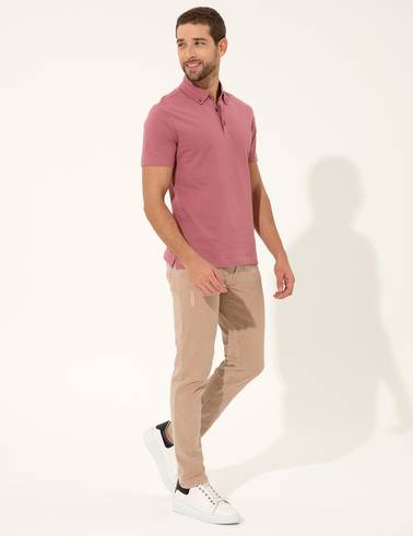 Gül Kurusu Slim Fit Polo Yaka Tişört