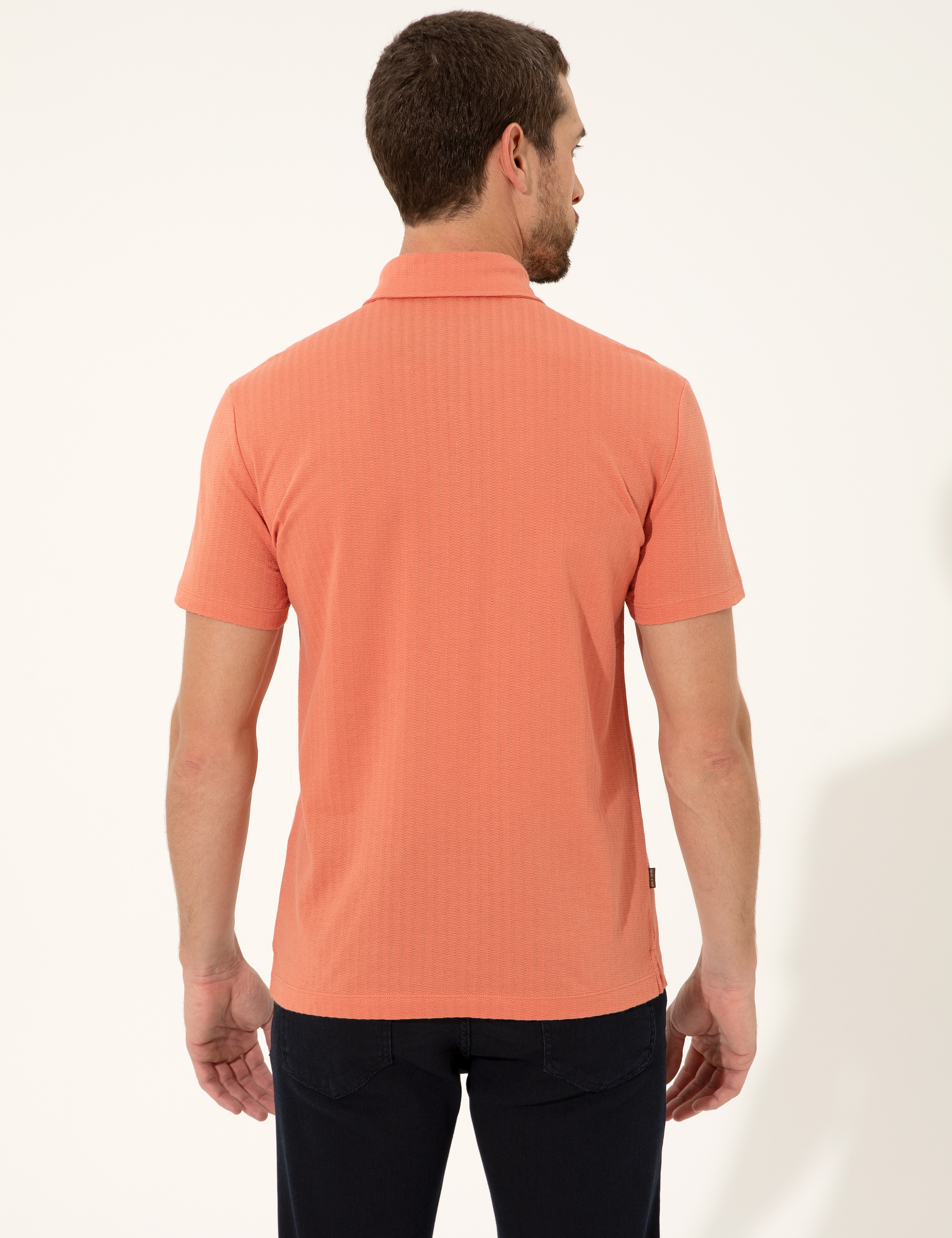 Turuncu Slim Fit Polo Yaka Tişört - Image 5