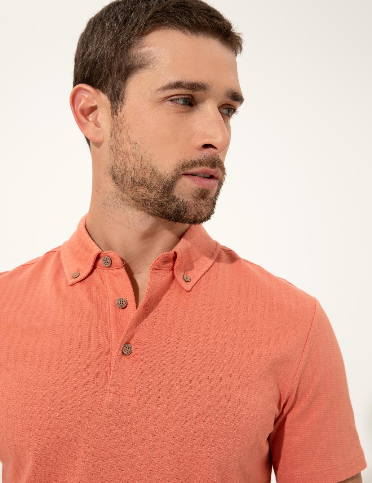 Turuncu Slim Fit Polo Yaka Tişört