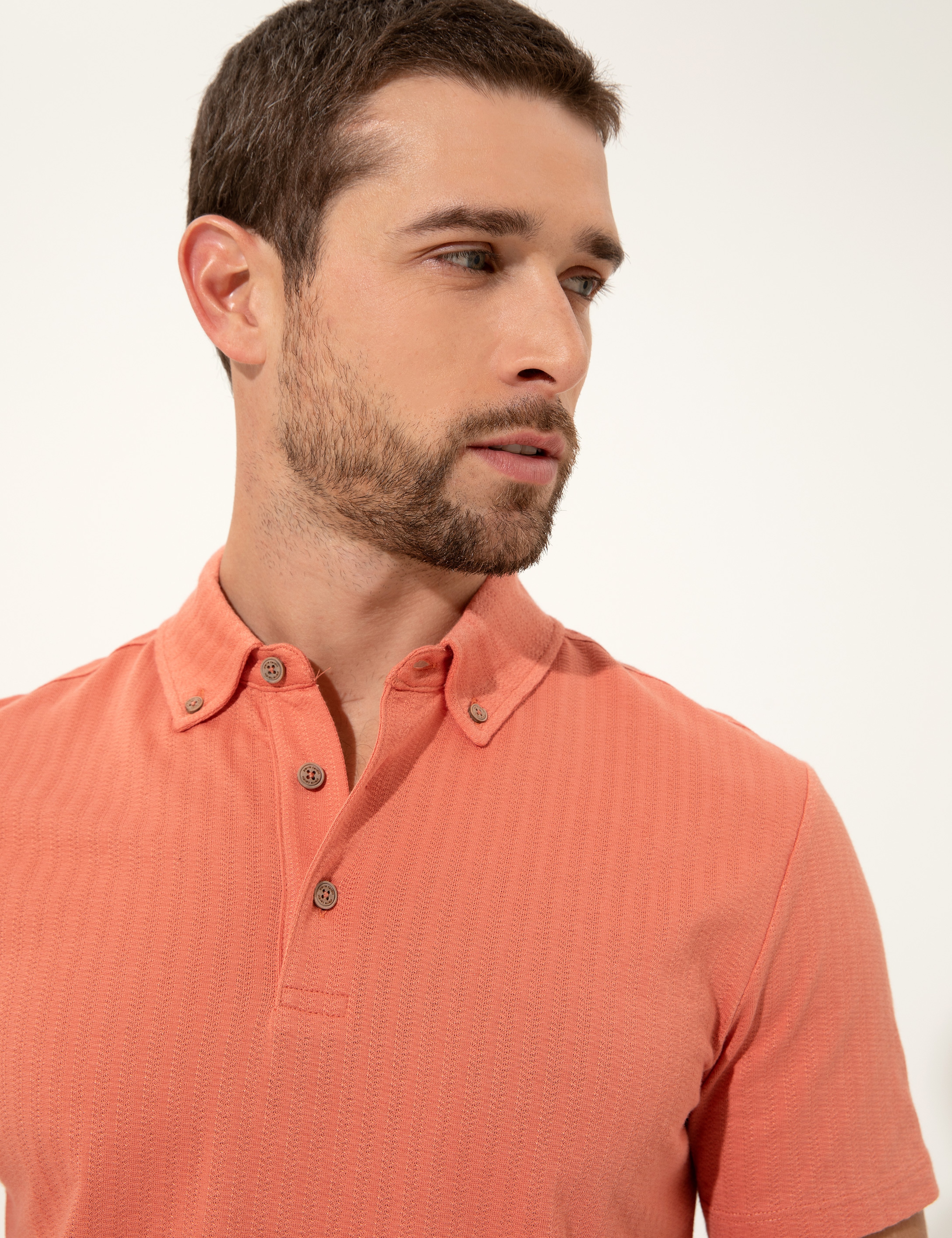 Turuncu Slim Fit Polo Yaka Tişört