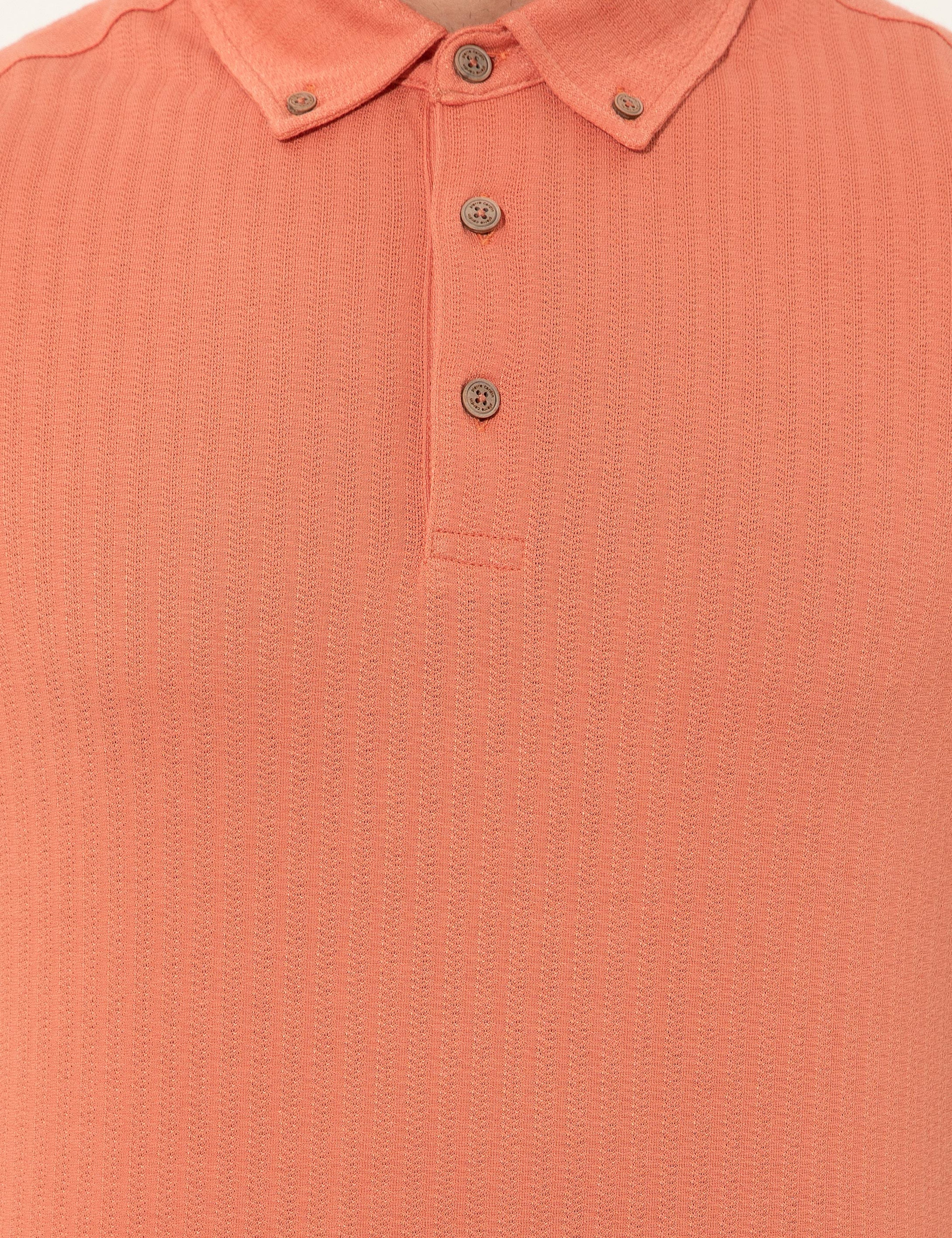 Turuncu Slim Fit Polo Yaka Tişört - Image 6