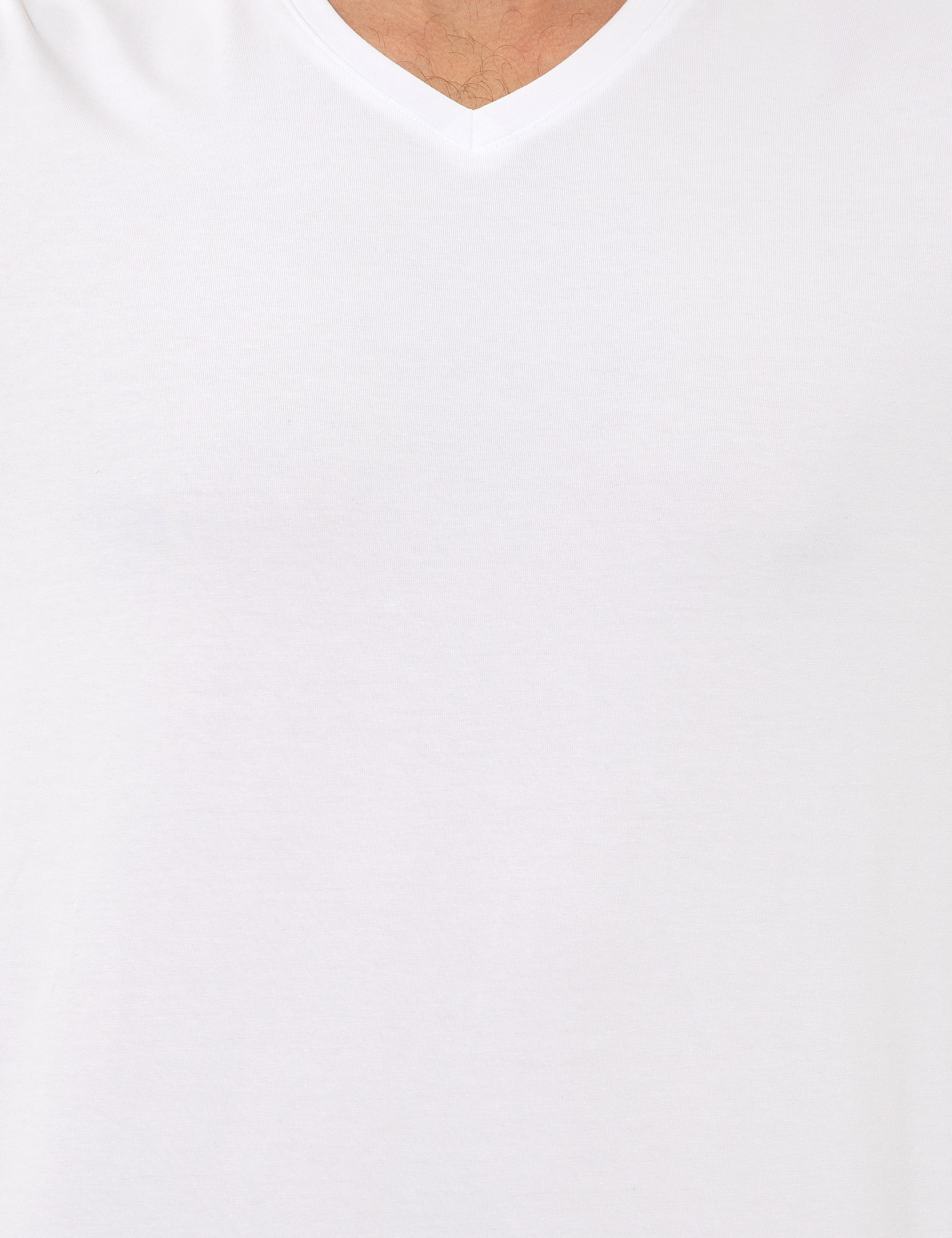 Beyaz Slim Fit V Yaka Basic Tişört