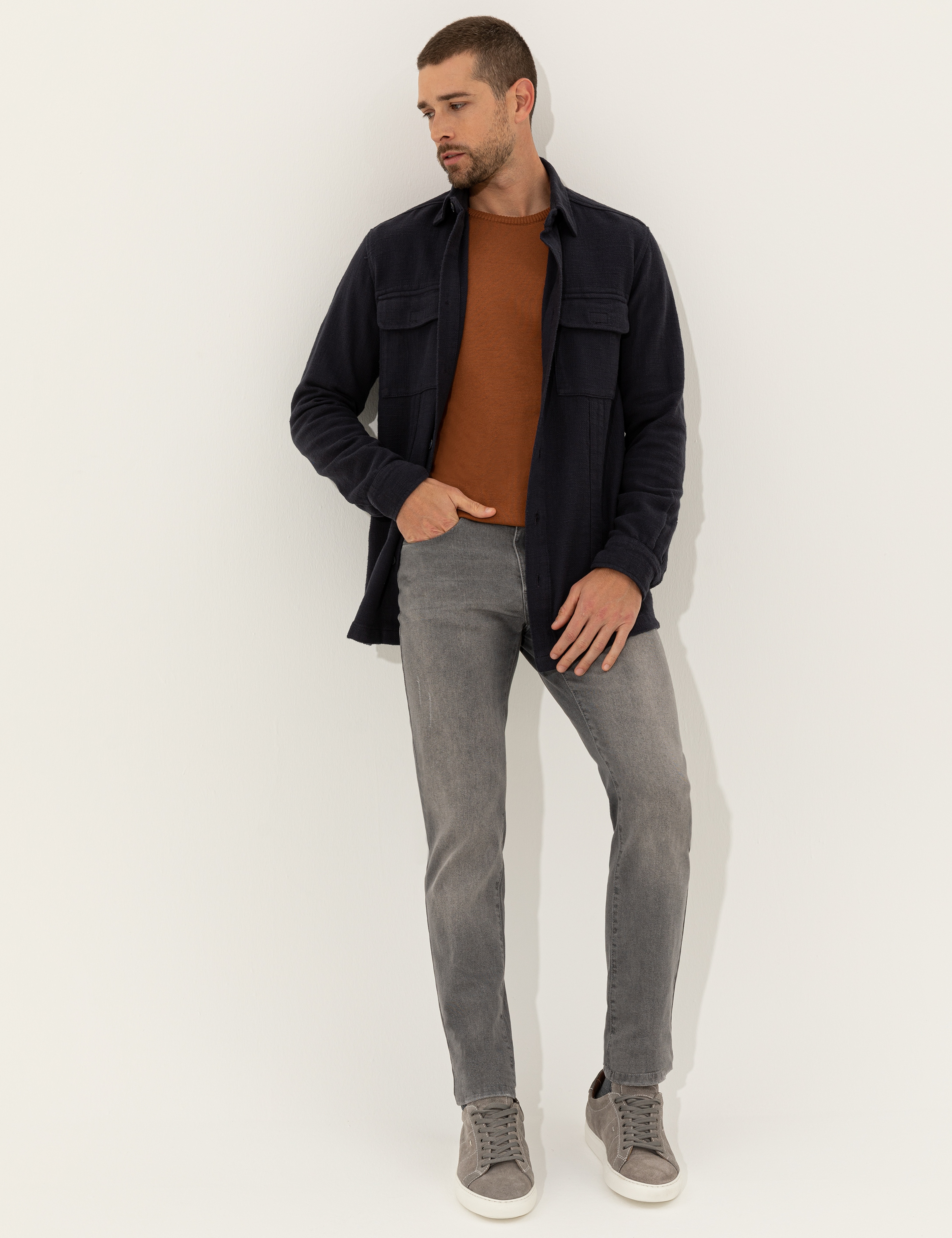 Lacivert Regular Fit Uzun Kollu Gömlek - Image 5