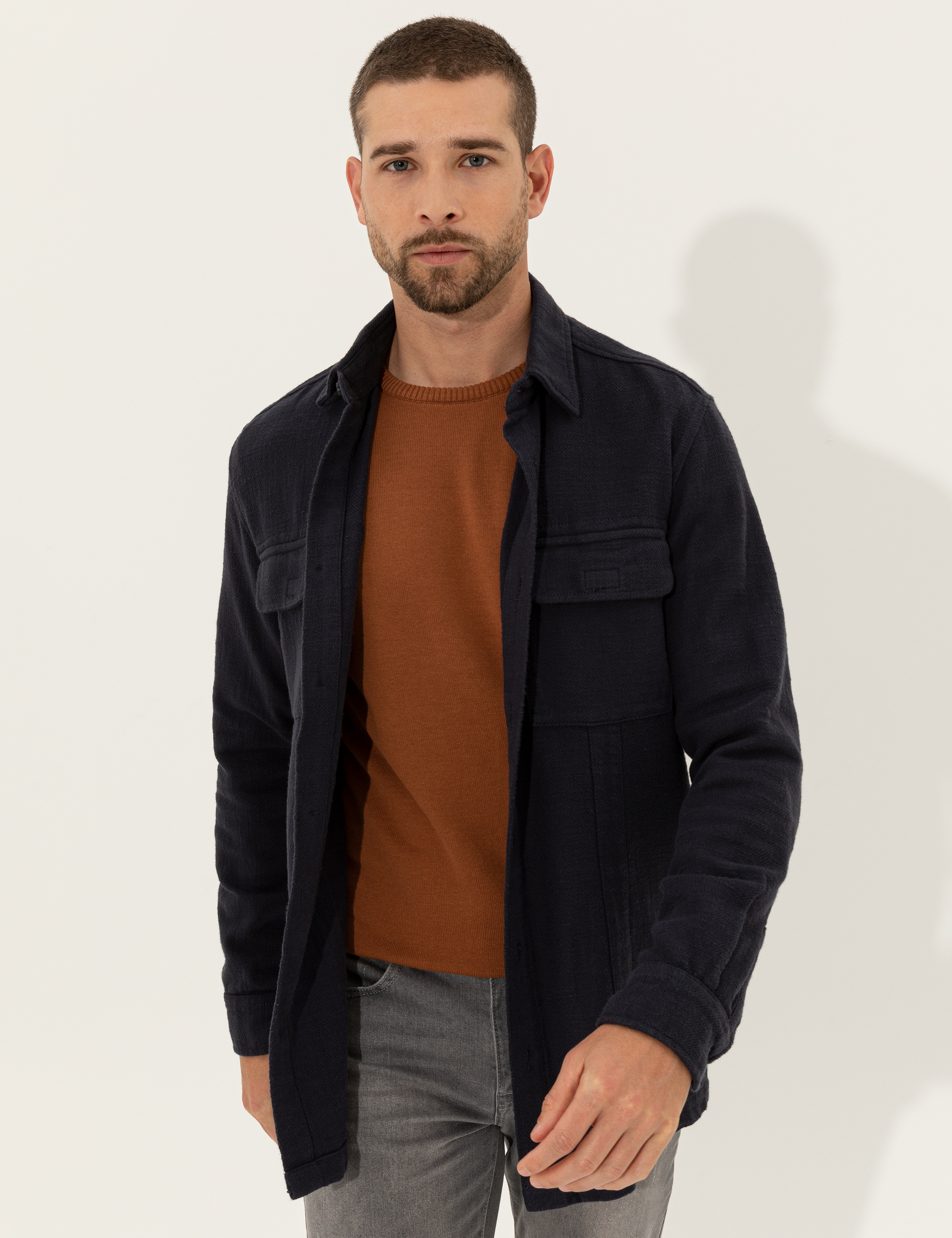 Lacivert Regular Fit Uzun Kollu Gömlek