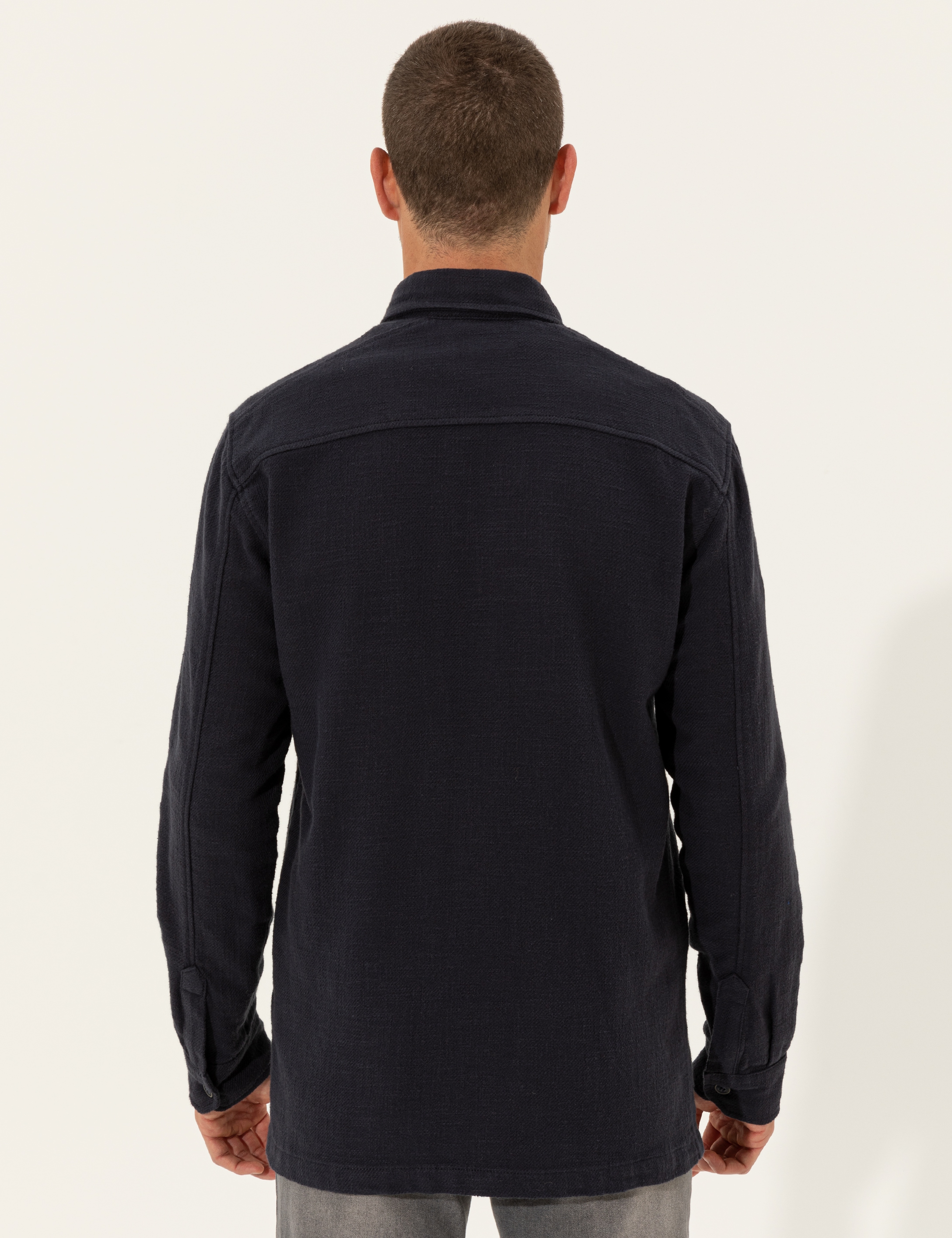 Lacivert Regular Fit Uzun Kollu Gömlek - Image 6