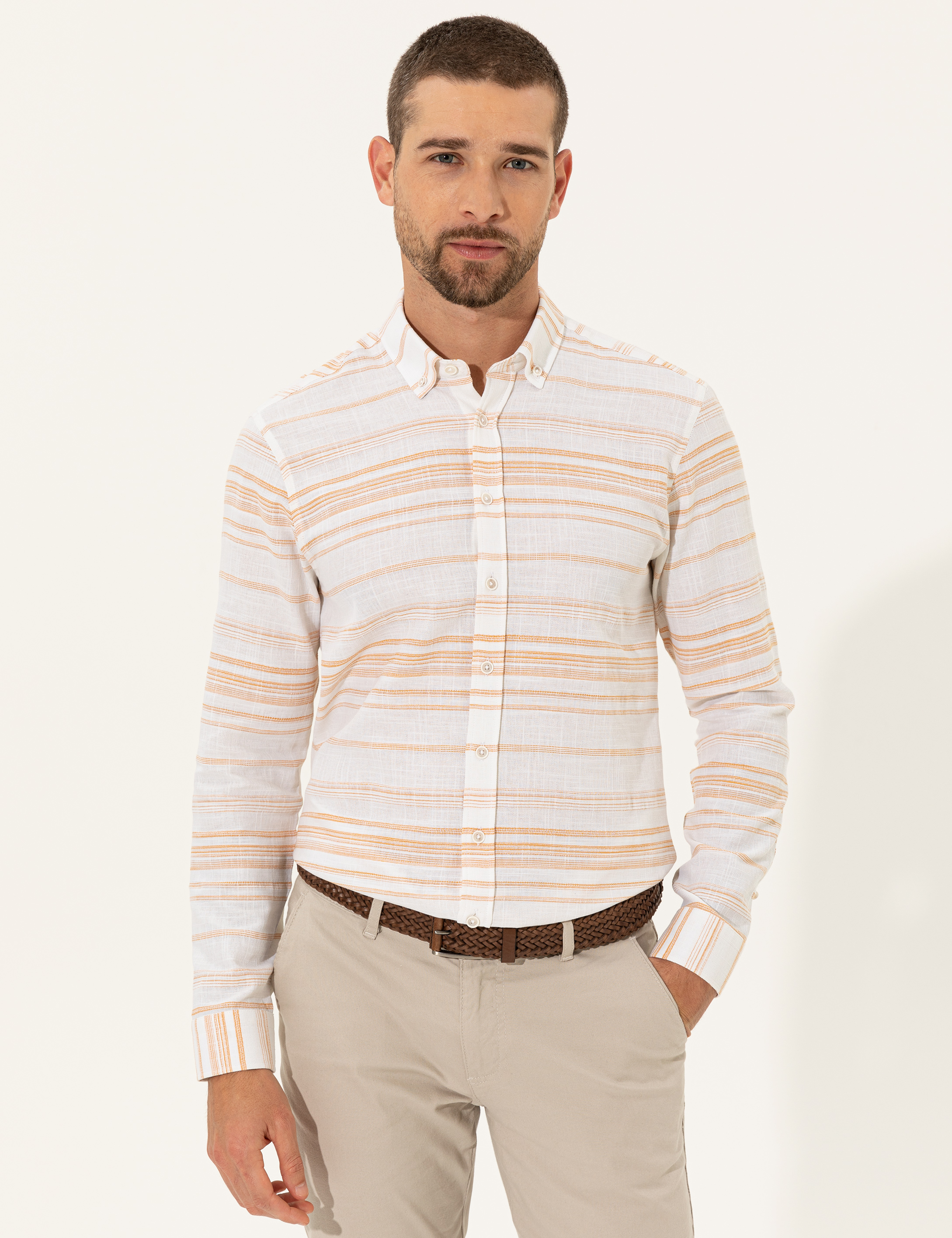 Safran Slim Fit Uzun Kollu Gömlek - Image 3