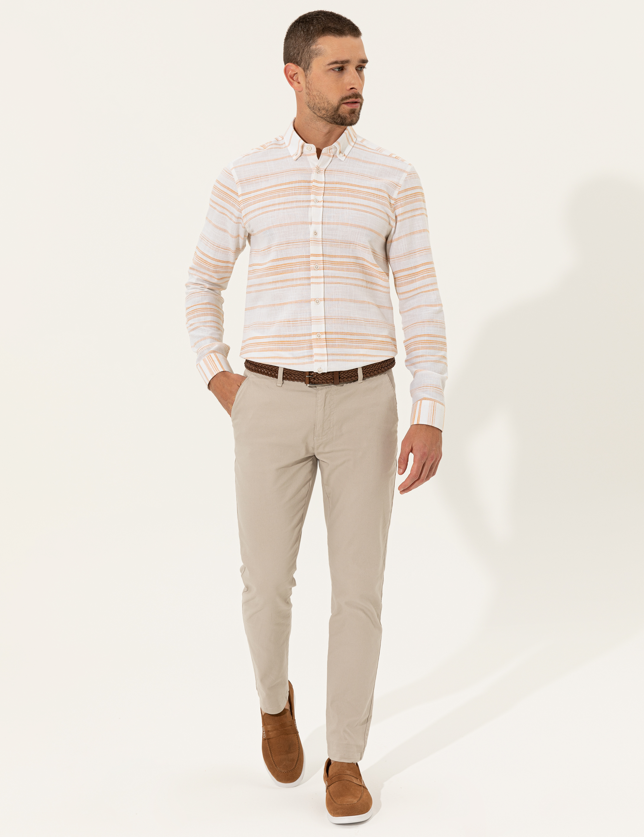 Safran Slim Fit Uzun Kollu Gömlek - Image 4