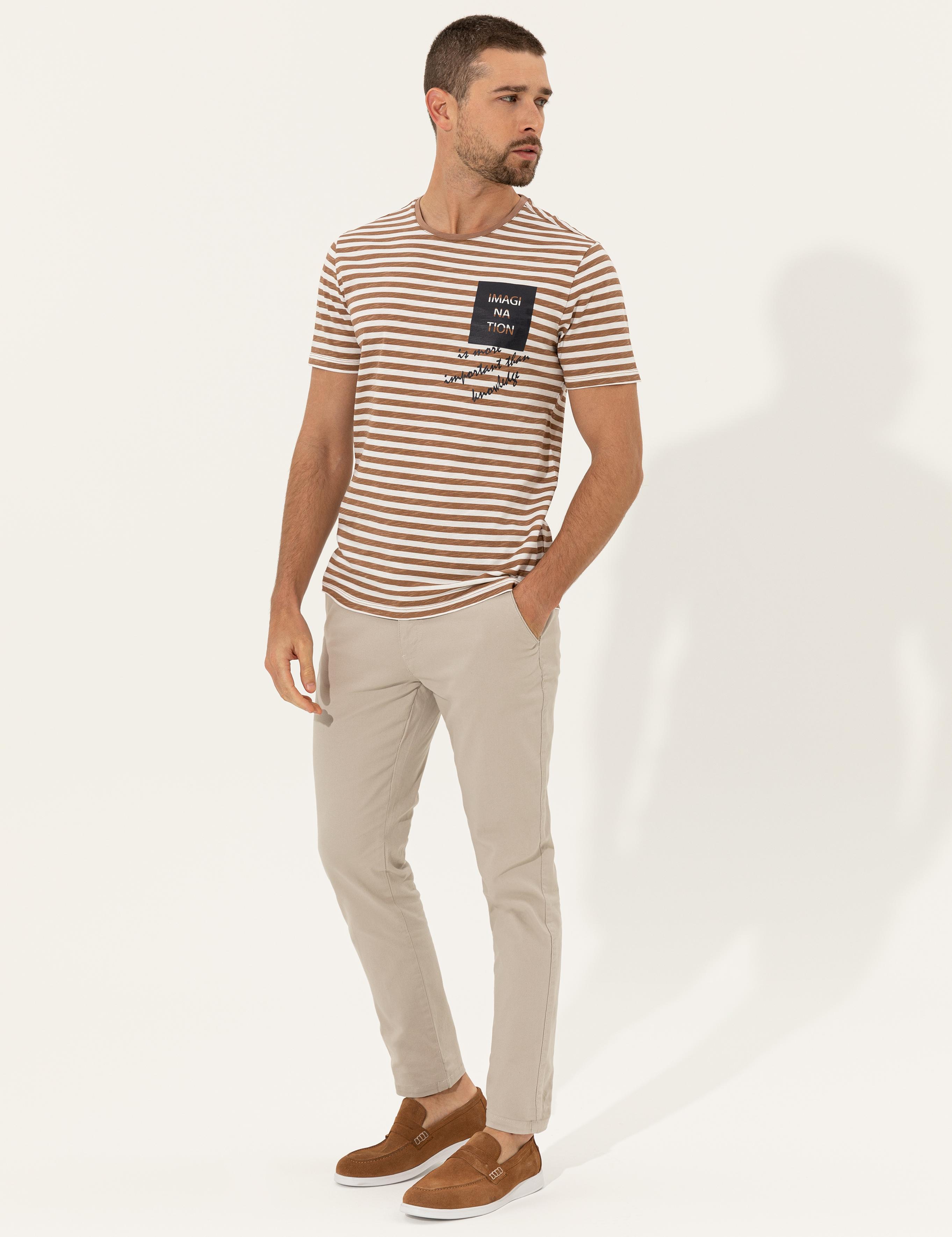 Bej Slim Fit Kanvas Pantolon