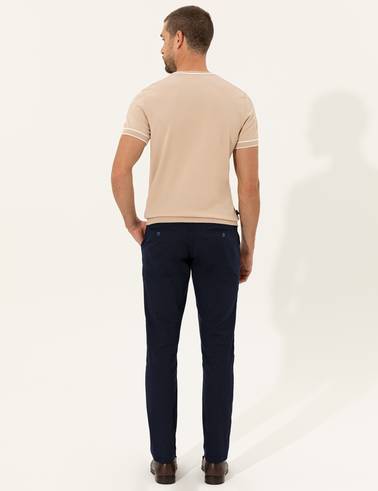 Lacivert Slim Fit Kanvas Pantolon