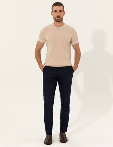 Lacivert Slim Fit Kanvas Pantolon