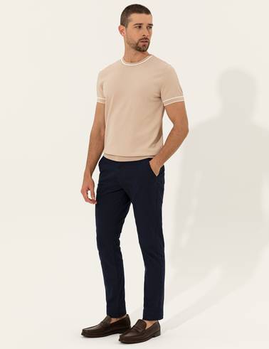 Lacivert Slim Fit Kanvas Pantolon