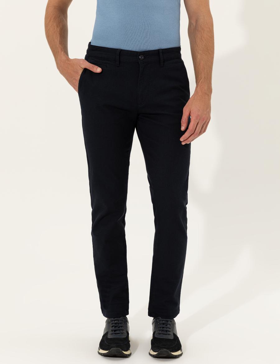 Lacivert Slim Fit Kanvas Pantolon