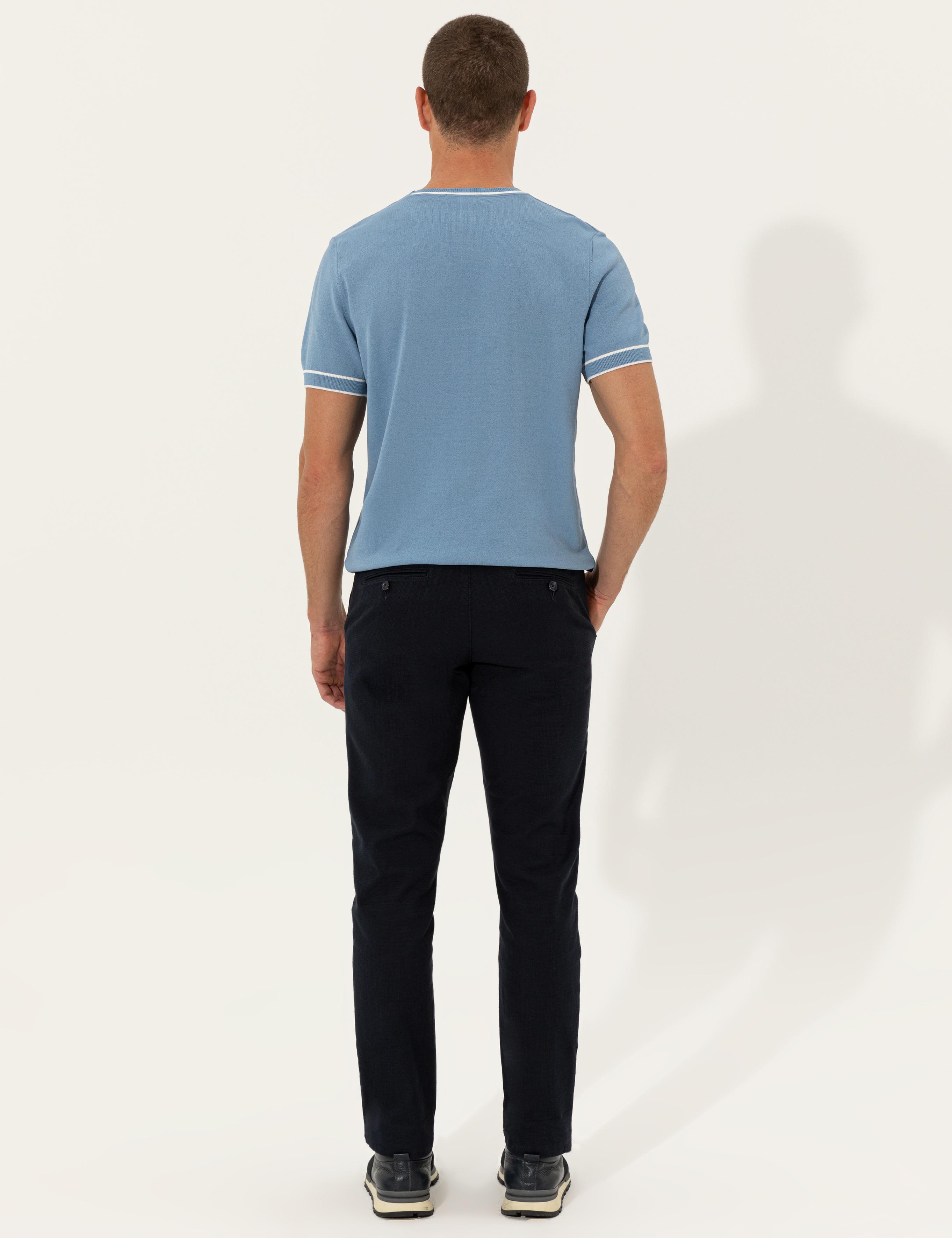 Lacivert Slim Fit Kanvas Pantolon