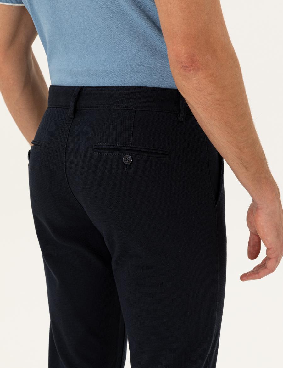 Lacivert Slim Fit Kanvas Pantolon