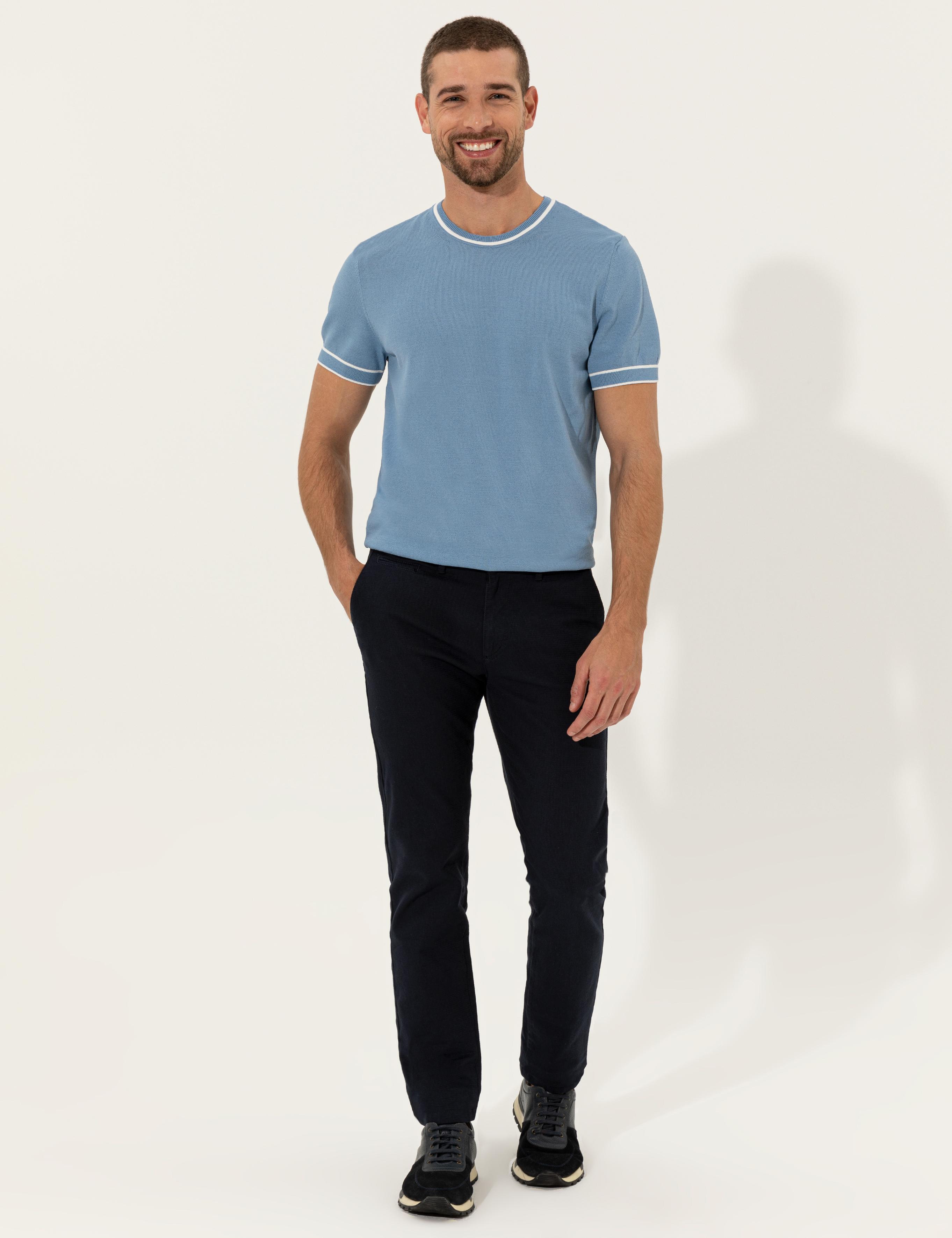 Lacivert Slim Fit Kanvas Pantolon