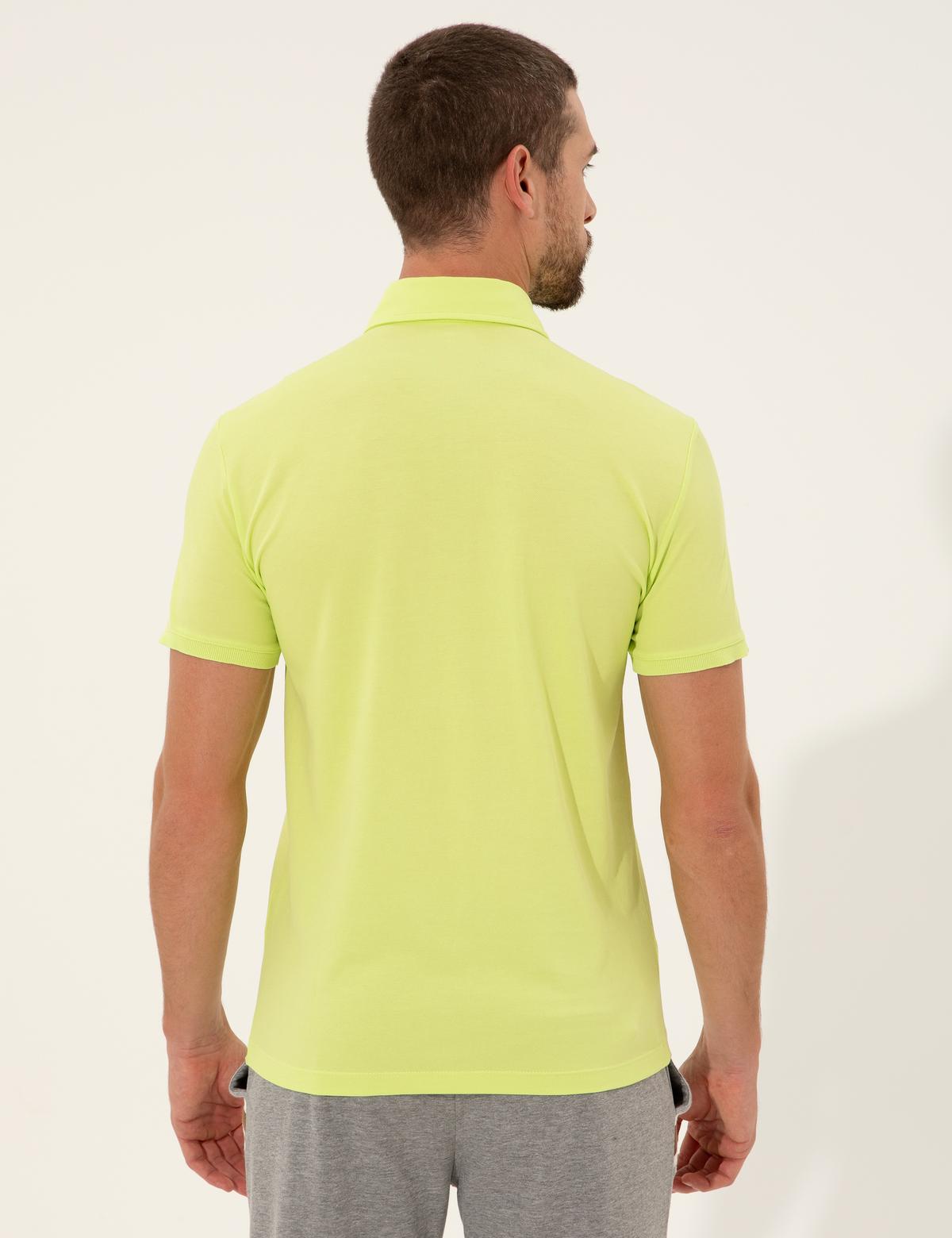 Yeşil Slim Fit Polo Yaka Tişört - 50250234028