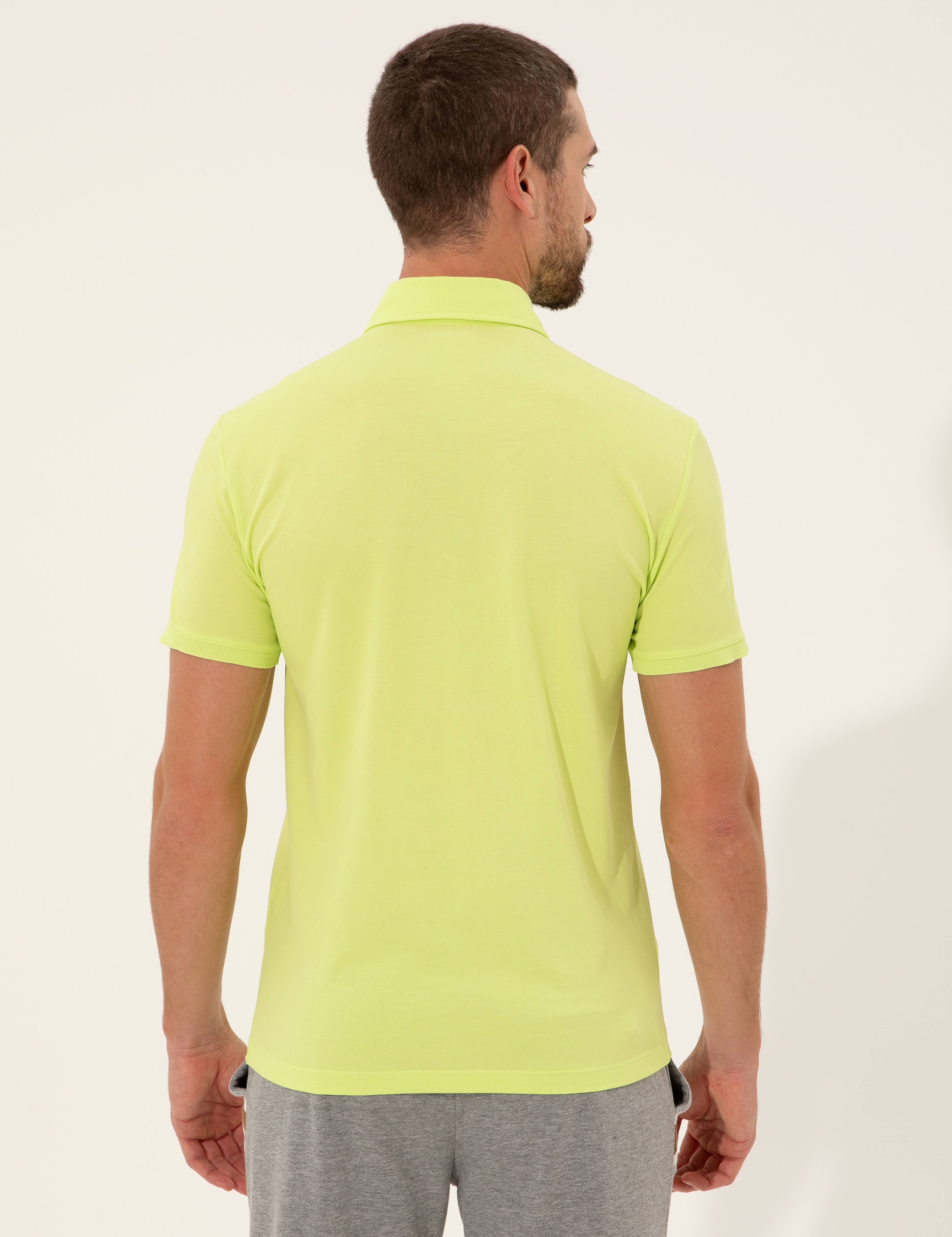 Yeşil Slim Fit Polo Yaka Tişört - Image 5