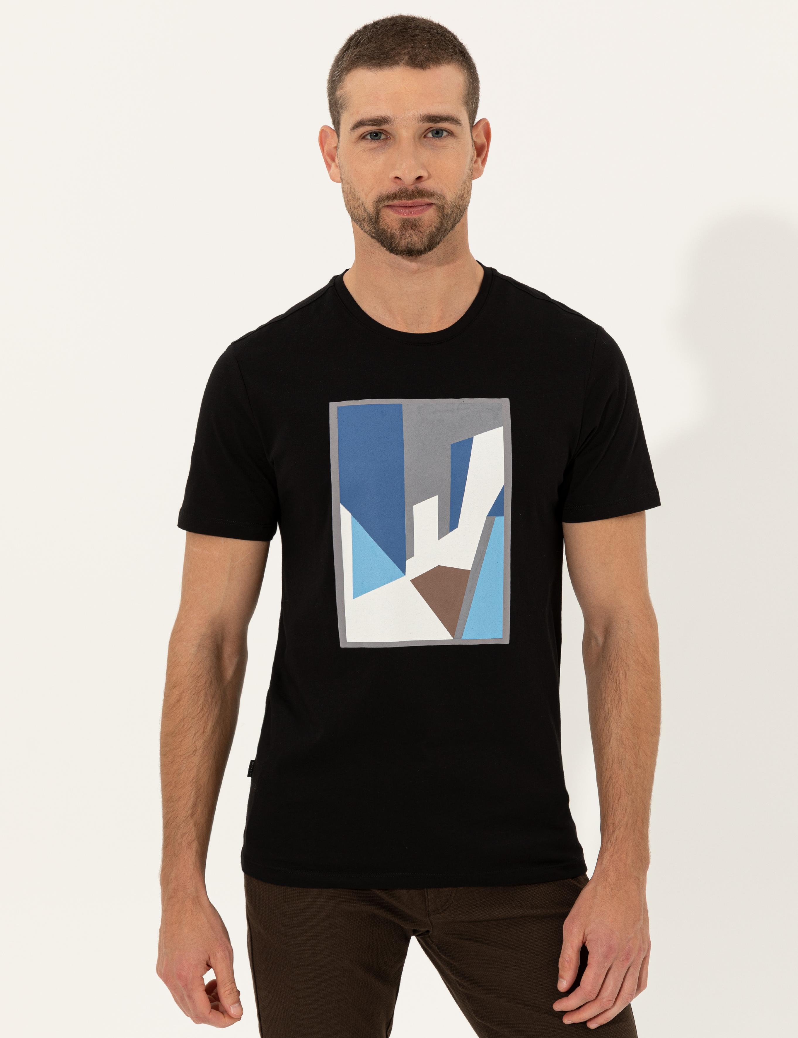 Siyah Slim Fit Bisiklet Yaka Tişört