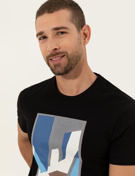 Siyah Slim Fit Bisiklet Yaka Tişört - 50249354017